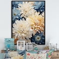 thumbnail image 1 of Designart "Blooming Mums In Blue And Gold Minimalism III" Mums Floater Framed Wall Decor, 1 of 5