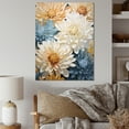 thumbnail image 1 of Designart "Blooming Mums In Muted Blue And Beige Minimalism" Mums Canvas Wall Art, 1 of 7