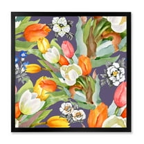 Designart 'Blooming Orange and White Tulips III' Traditional Framed Art Print