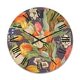thumbnail image 1 of Designart 'Blooming Orange and White Tulips III' Traditional Wood Wall Clock, 1 of 5