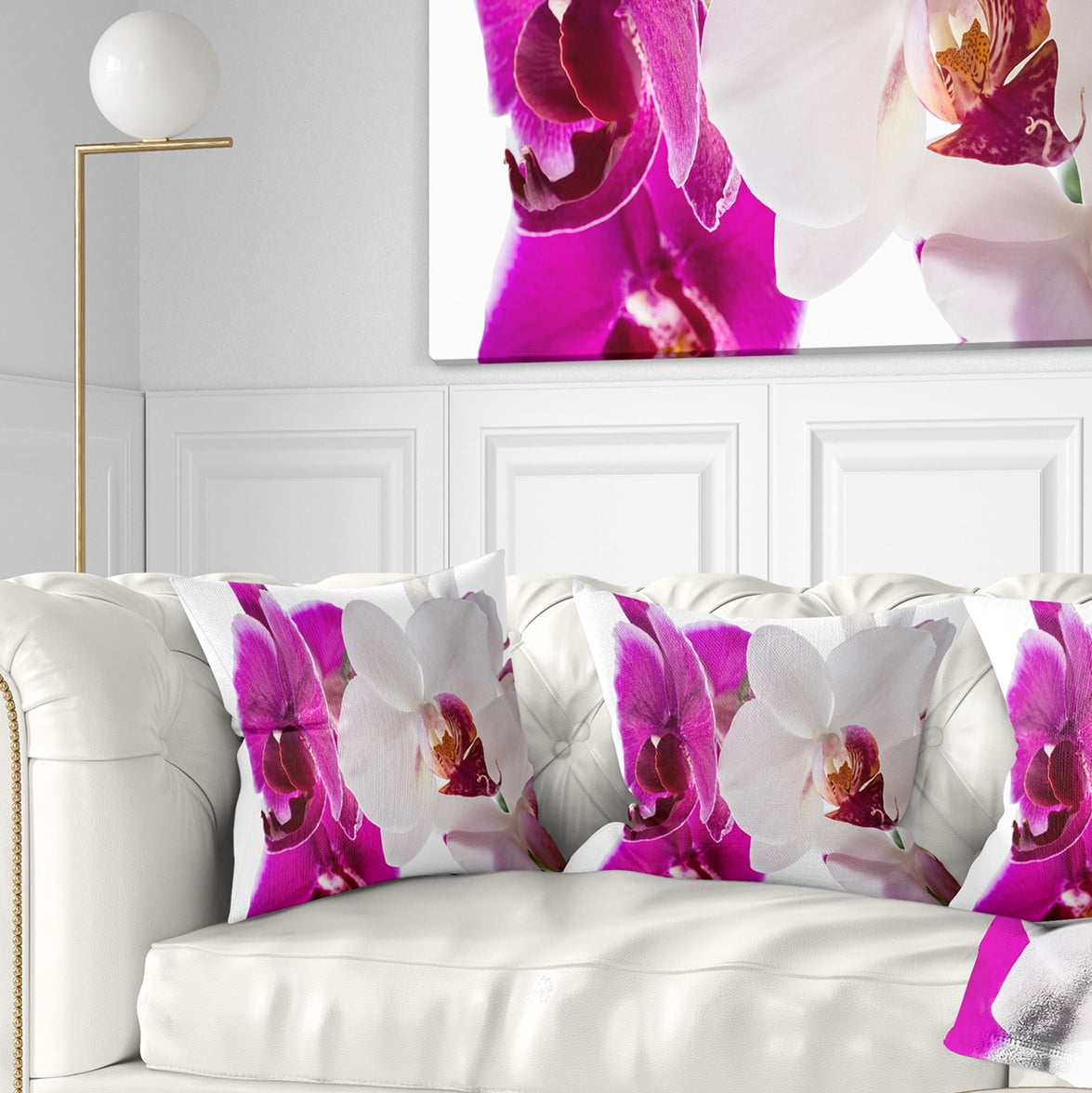 Designart Blooming Orchid Flowers - Abstract Throw Pillow - 18x18