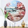 thumbnail image 1 of Designart "Blooming Pink Beachside in Papercut II" Nautical & Beach Oversized Wall Clock, 1 of 5