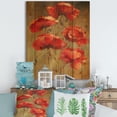 thumbnail image 1 of Designart 'Blooming Vintage Poppies I' Traditional Print on Natural Pine Wood, 1 of 5