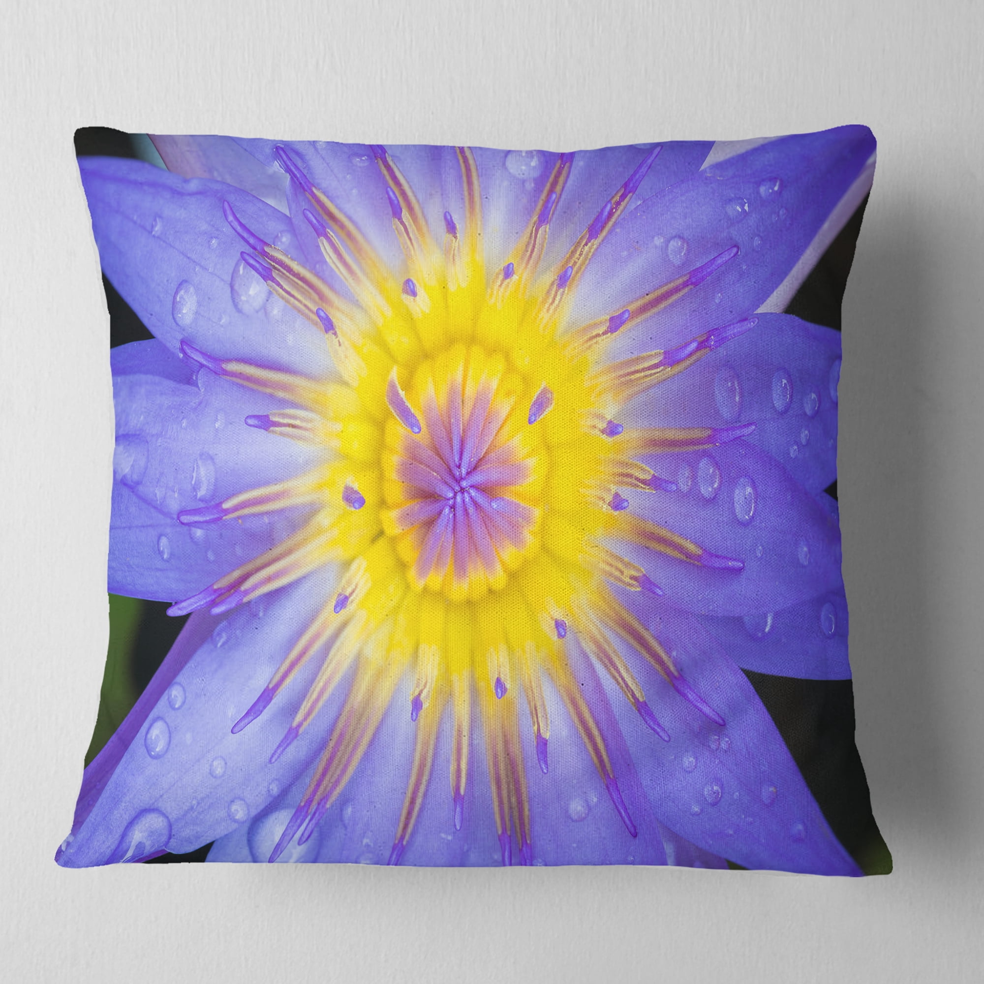 Designart Blooming Violet Lotus Close up - Flowers Throw Pillowwork - 16x16