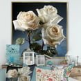 thumbnail image 1 of Designart "Blooming White Roses In Monochrome" Roses Floater Framed Canvas Prints, 1 of 5