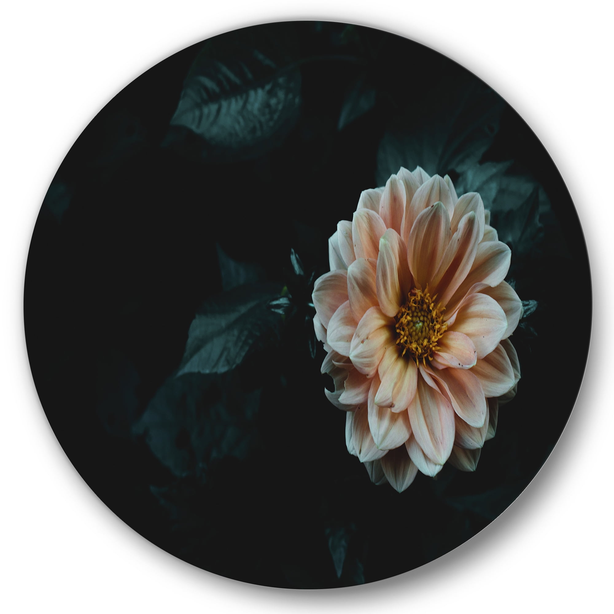 Designart 'Blooming Yellow Flower' Traditional Circle Metal Wall Art 29x29 - Disc of 29