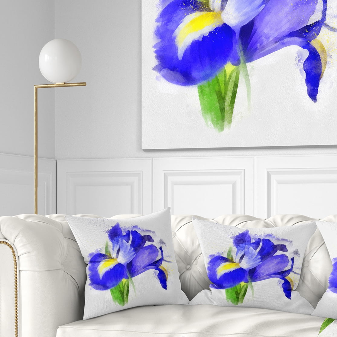 Designart Bloomy Blue Watercolor Rose - Floral Throw Pillow - 16x16