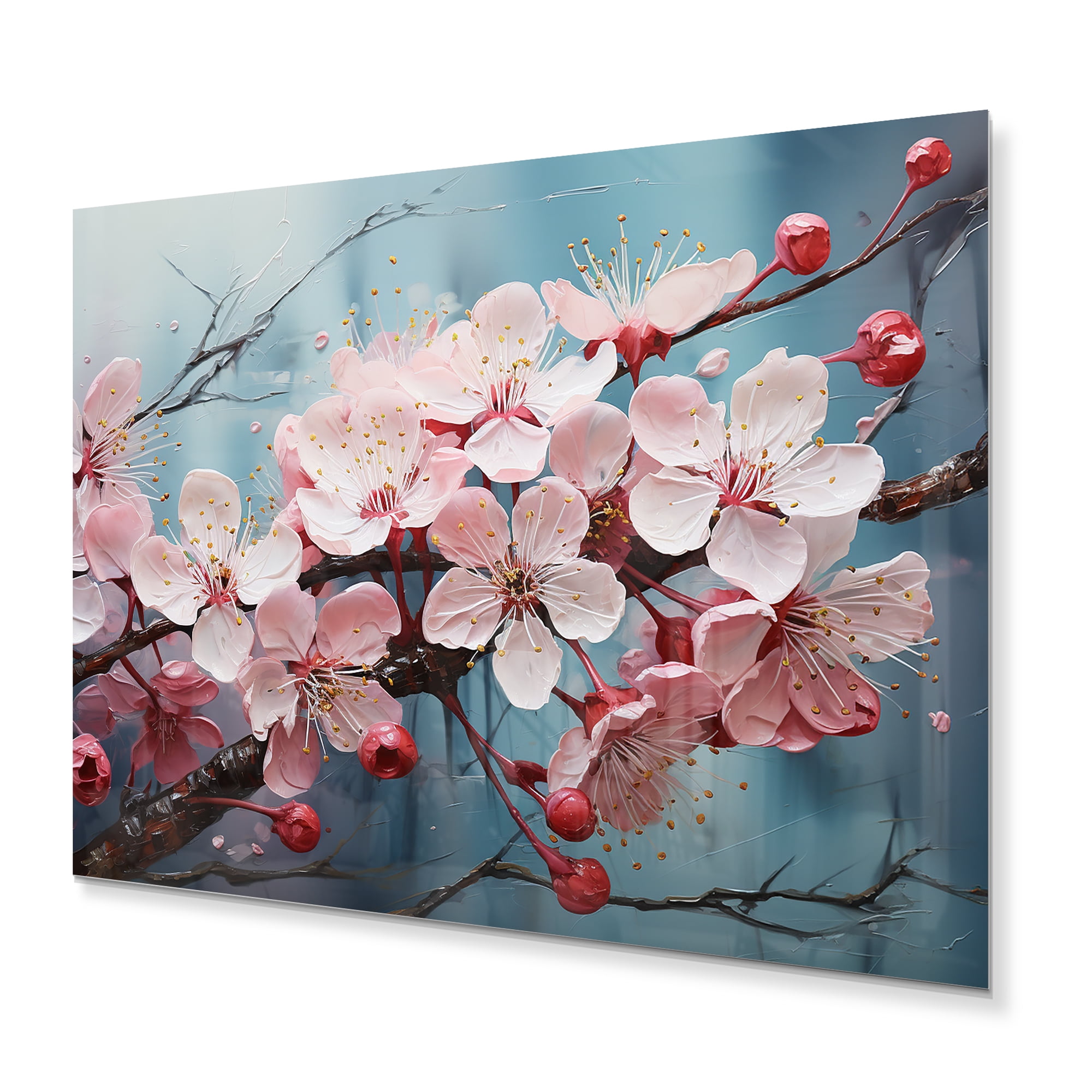 Designart "Blossom Impasto Apple II" Apple Blossom Metal Wall Decor