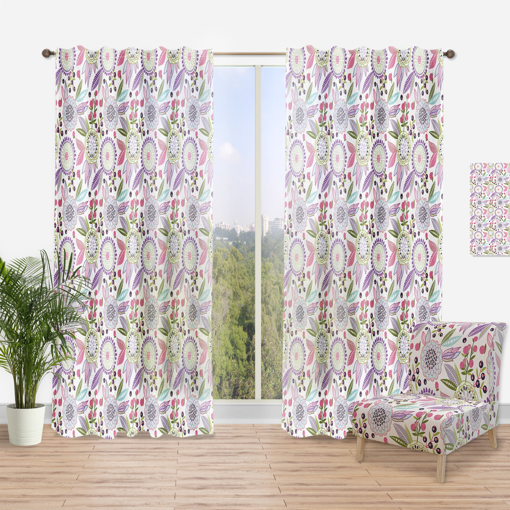 Designart 'Blossom Pink IX' Modern & Contemporary Curtain Panel