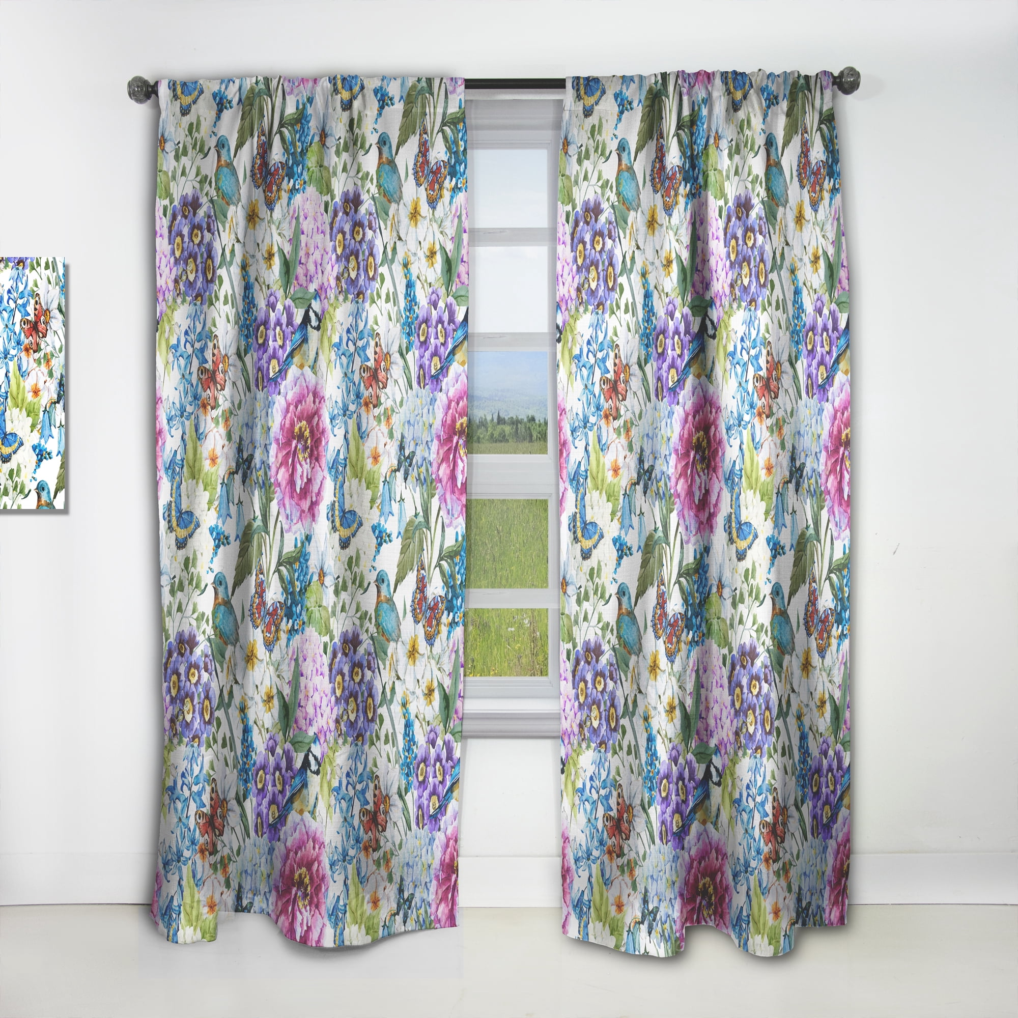 Designart 'Blossom Pink LI' Floral Curtain Panel
