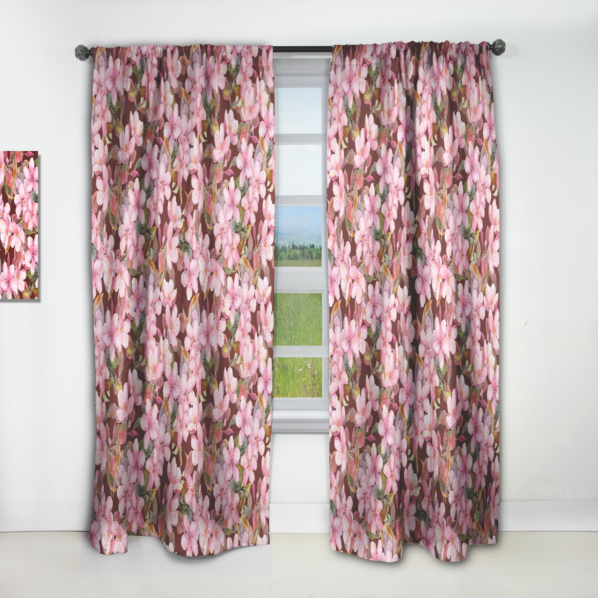 Designart 'Blossom Pink LII' Traditional Curtain Panel