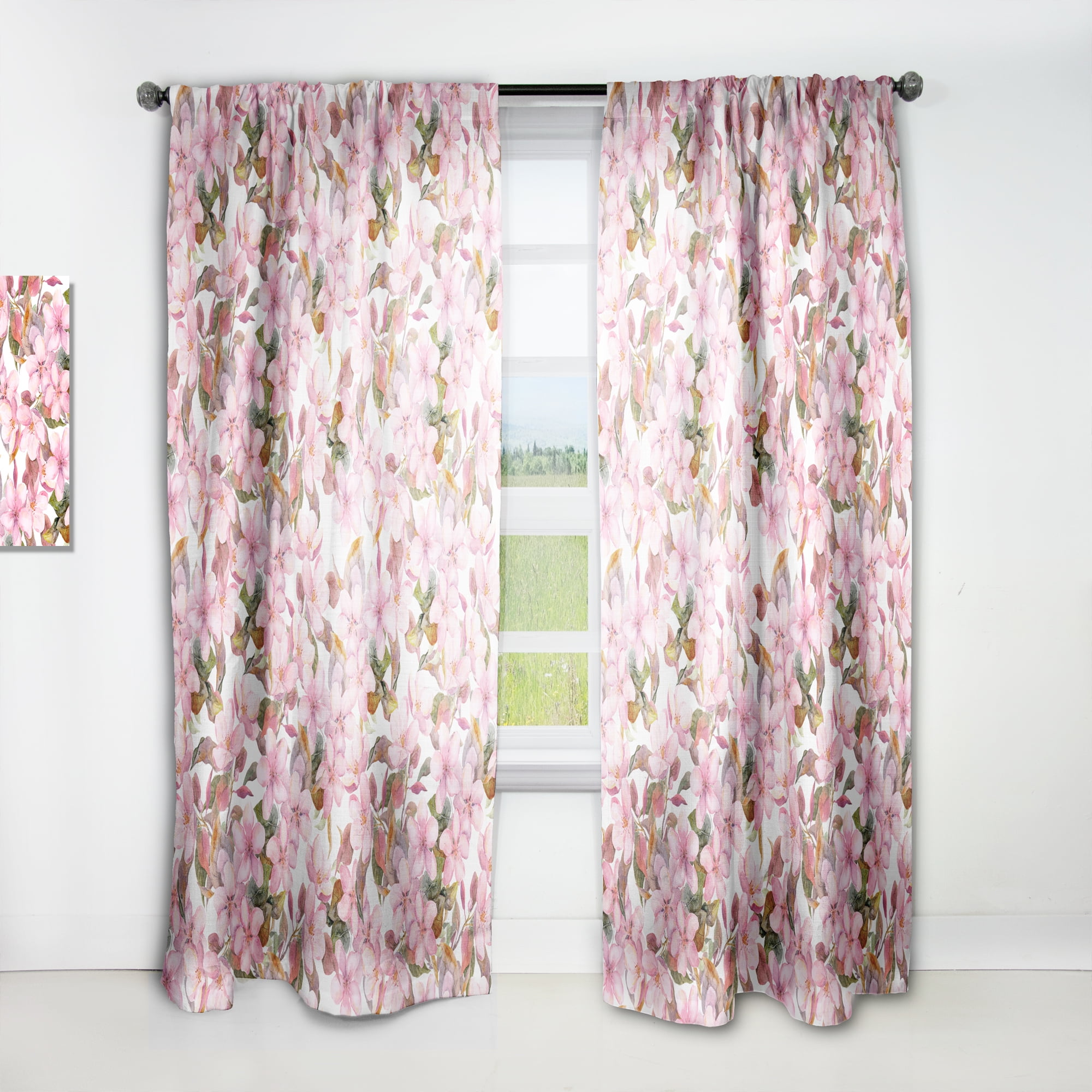 Designart 'Blossom Pink LIII' Traditional Curtain Panel