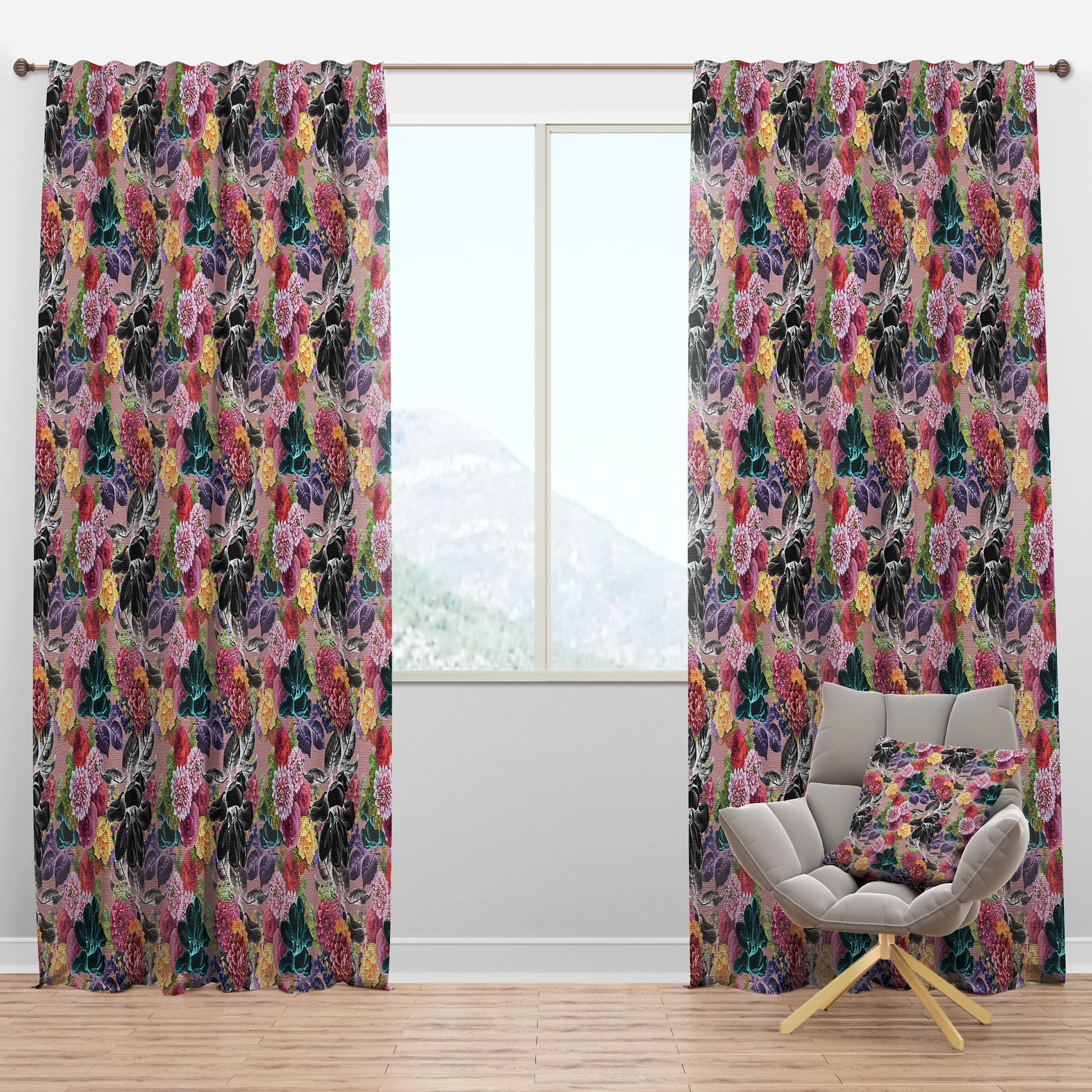 Designart 'Blossom Pink LV' Floral Blackout Curtain Panel