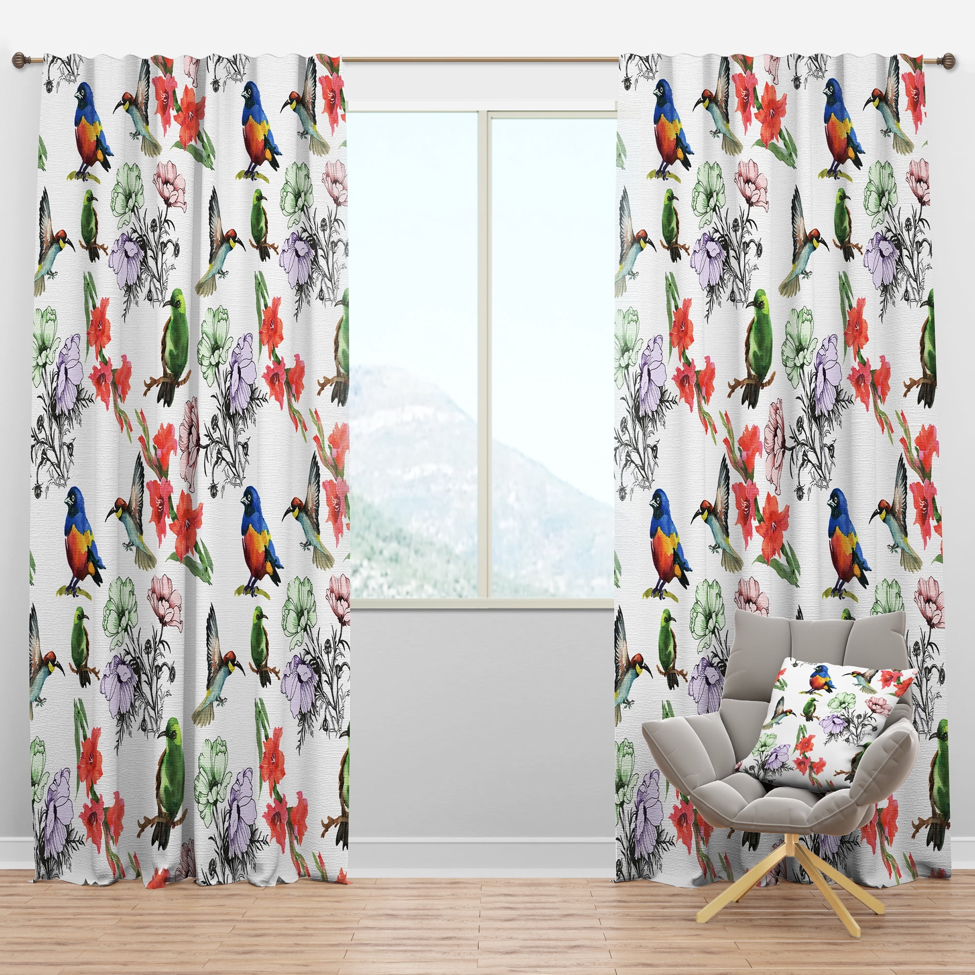 Designart 'Blossom Pink LVI' Floral Blackout Curtain Panel