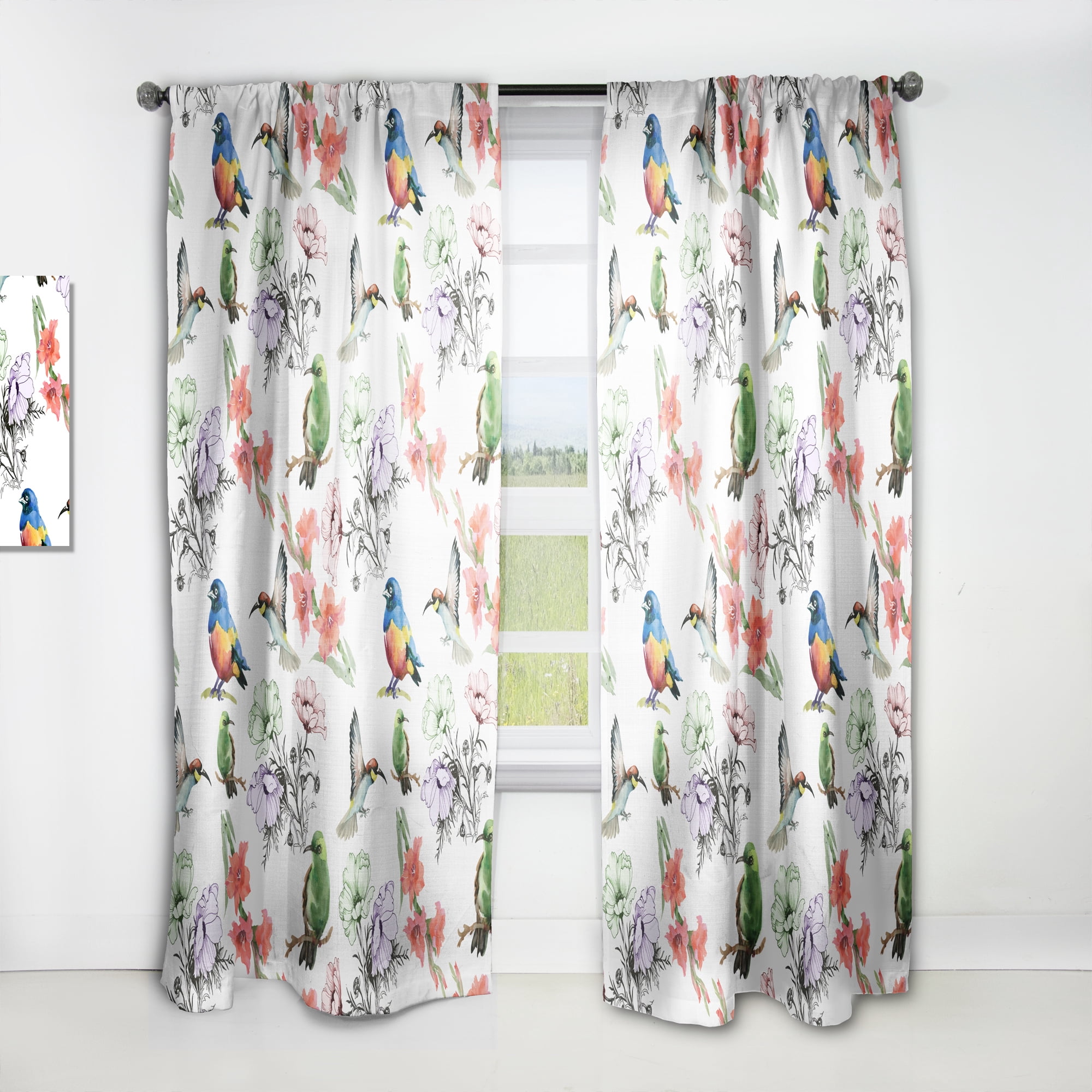 Designart 'Blossom Pink LVI' Floral Curtain Panel