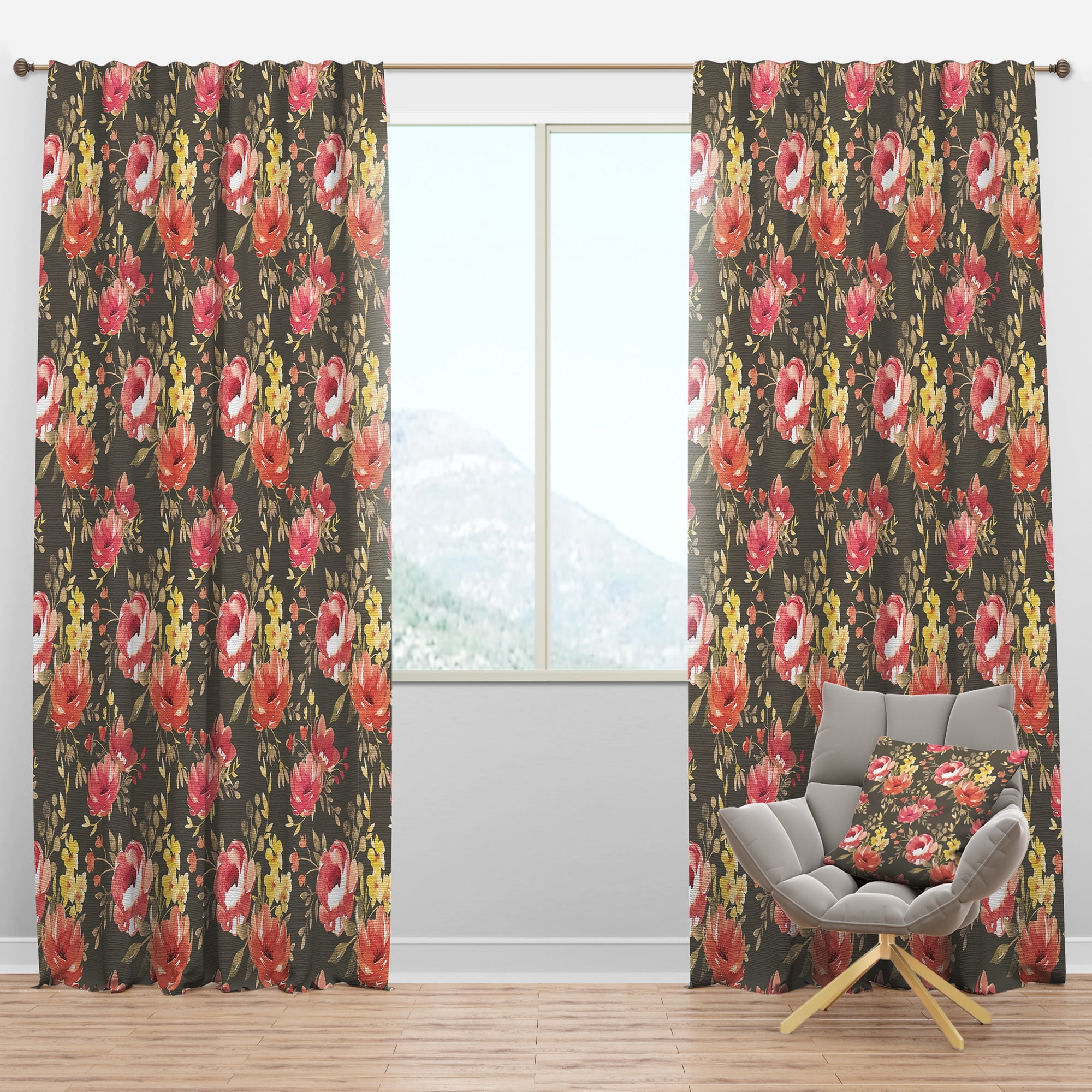 Designart 'Blossom Pink LVII' Floral Blackout Curtain Panel