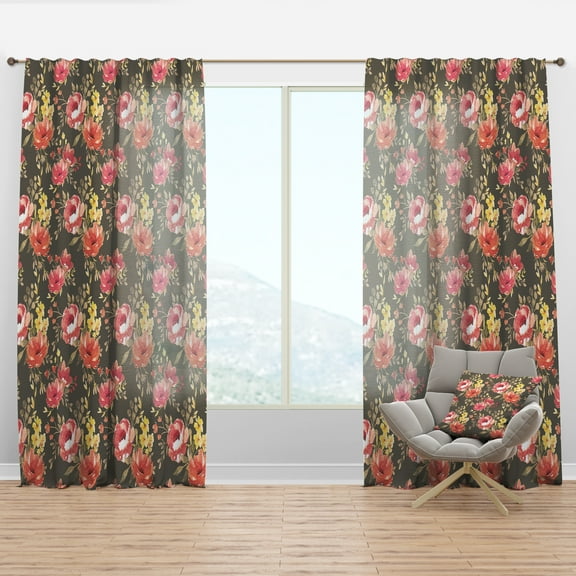 Designart 'Blossom Pink LVII' Floral Curtain Panel