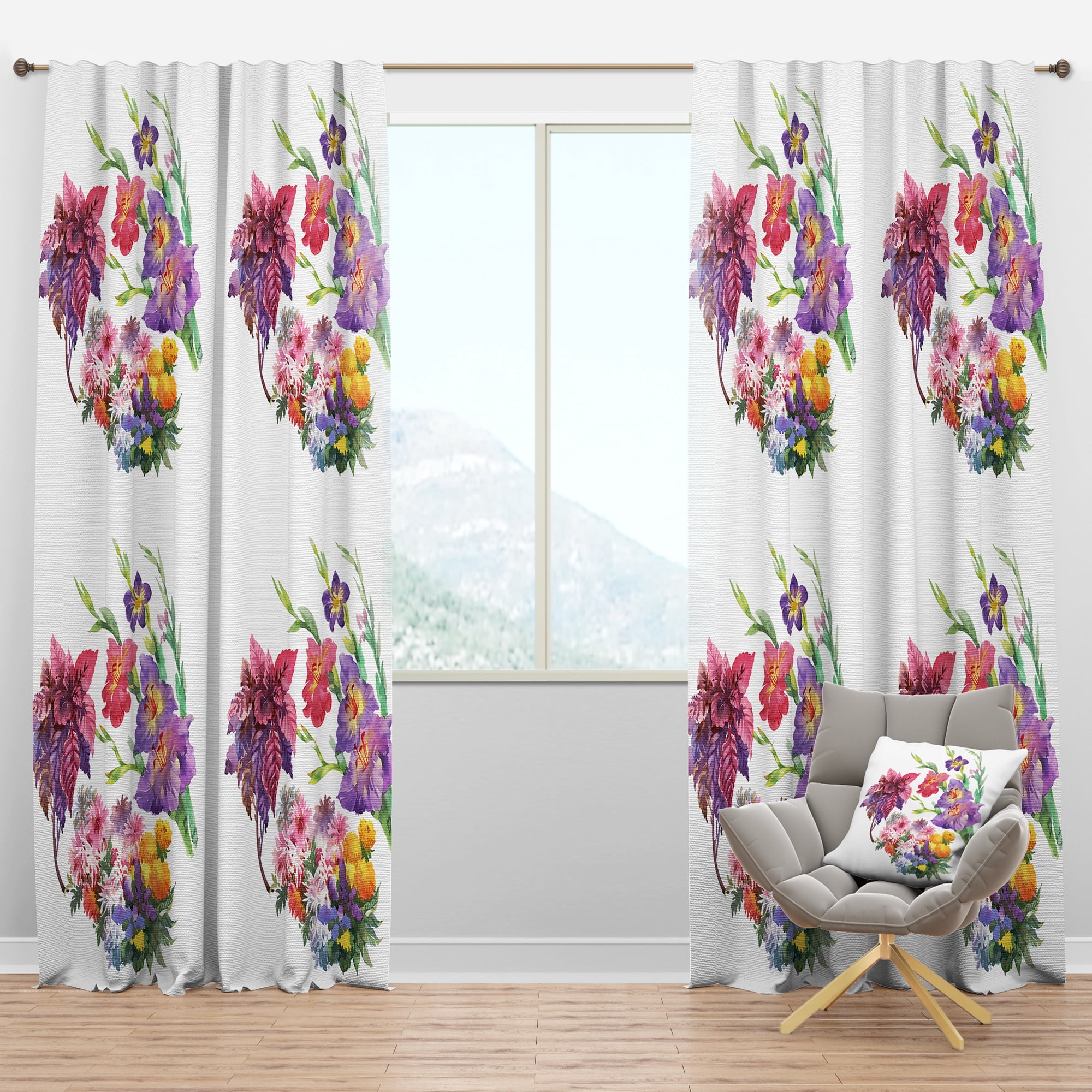 Designart 'Blossom Pink VII' Floral Blackout Curtain Panel