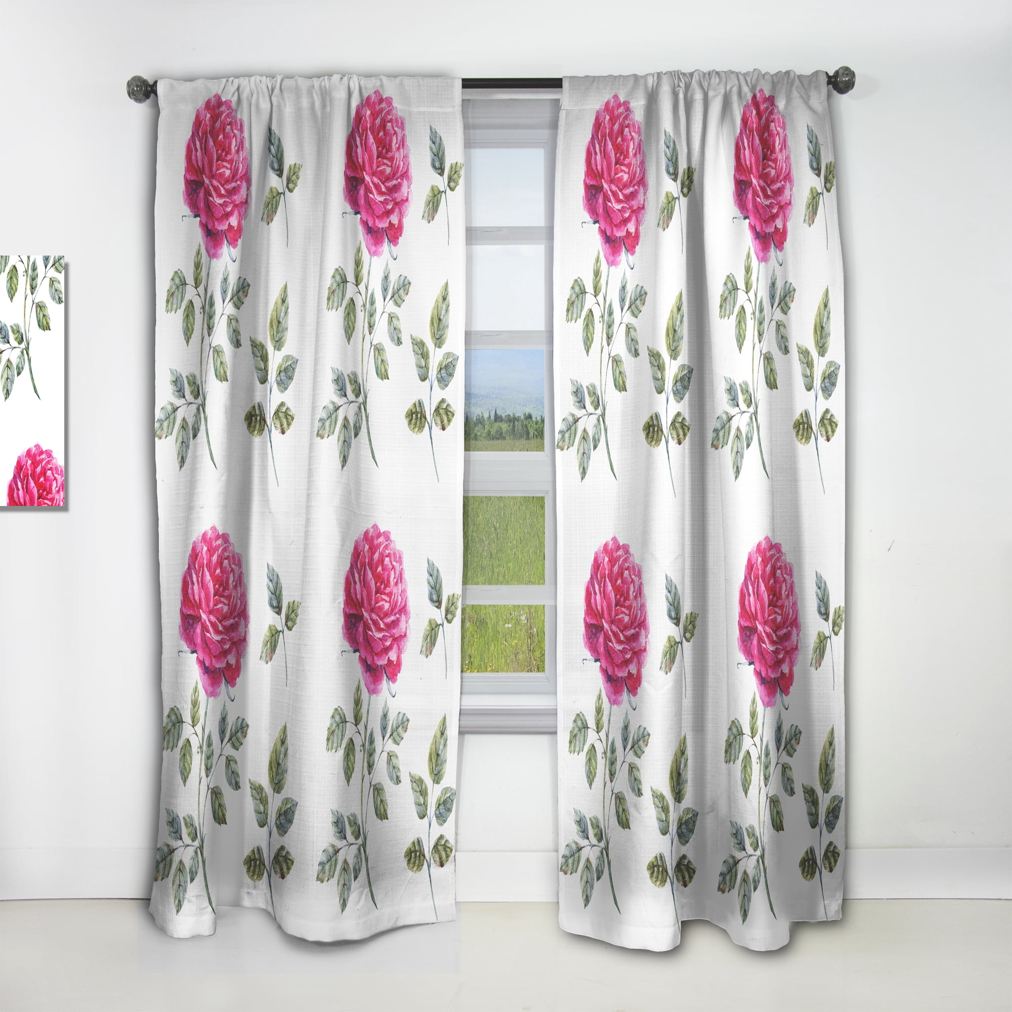 Designart 'Blossom Pink VIII' Floral Curtain Panel