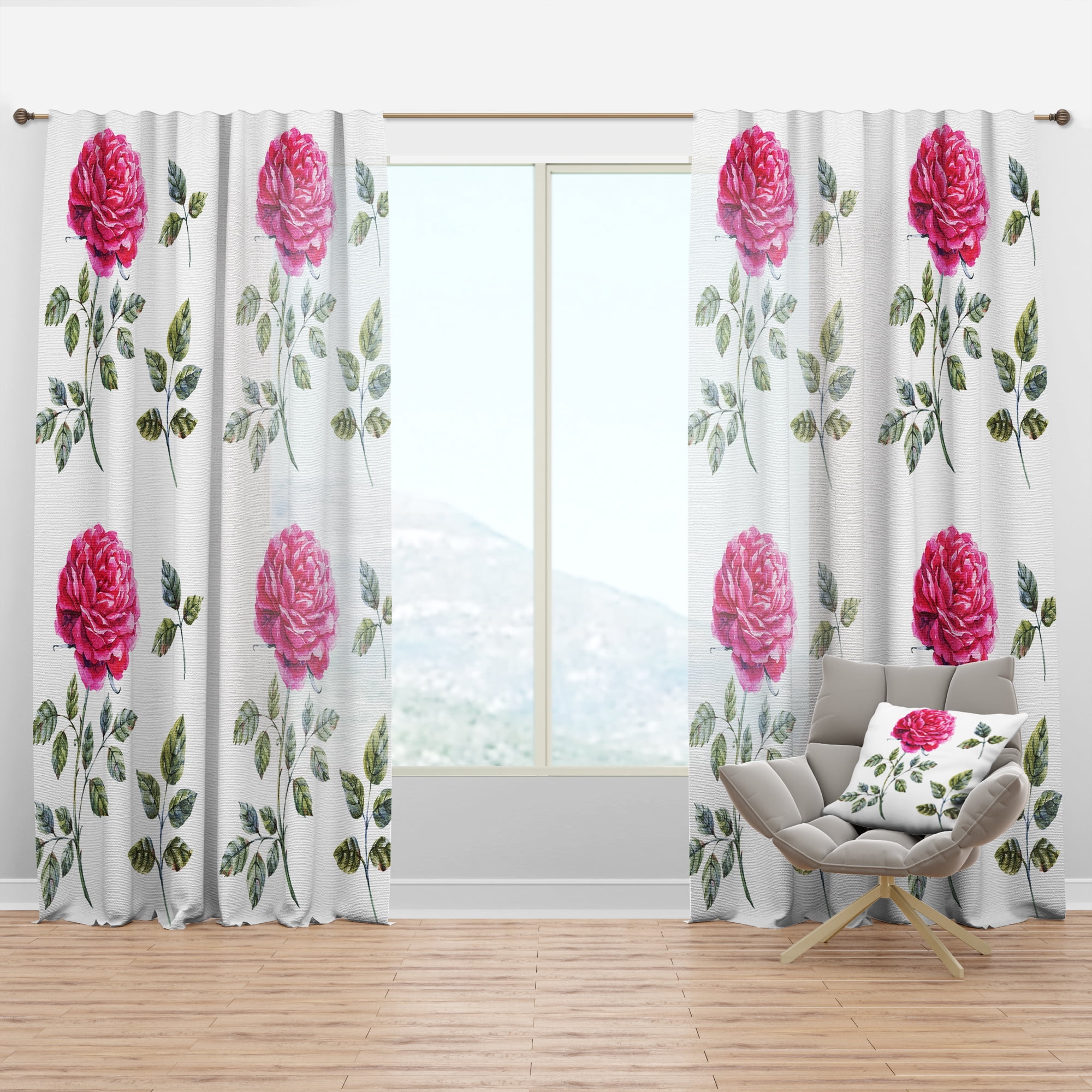 Designart 'Blossom Pink VIII' Floral Curtain Panel