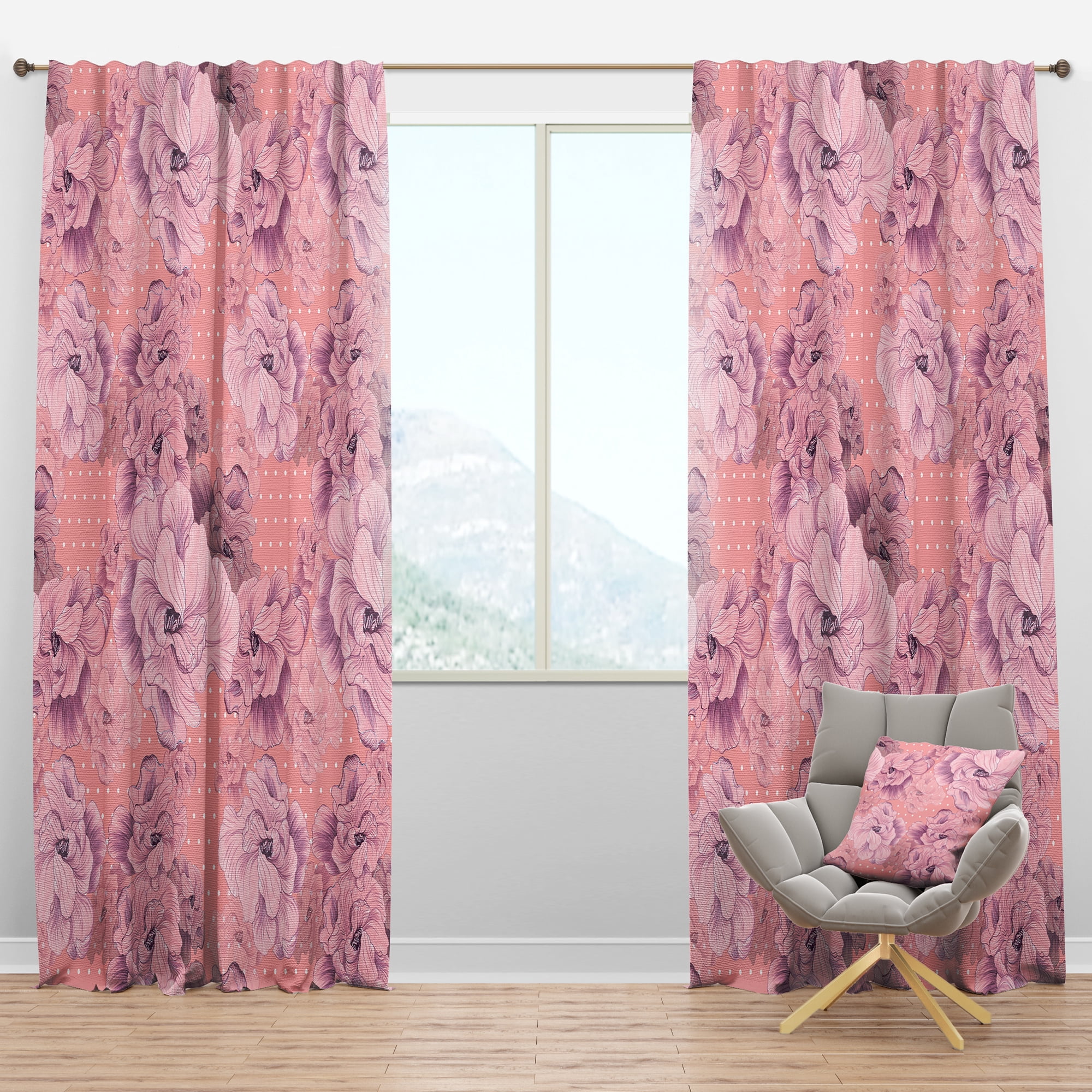 Designart 'Blossom Pink XI' Bohemian & Eclectic Blackout Curtain Panel