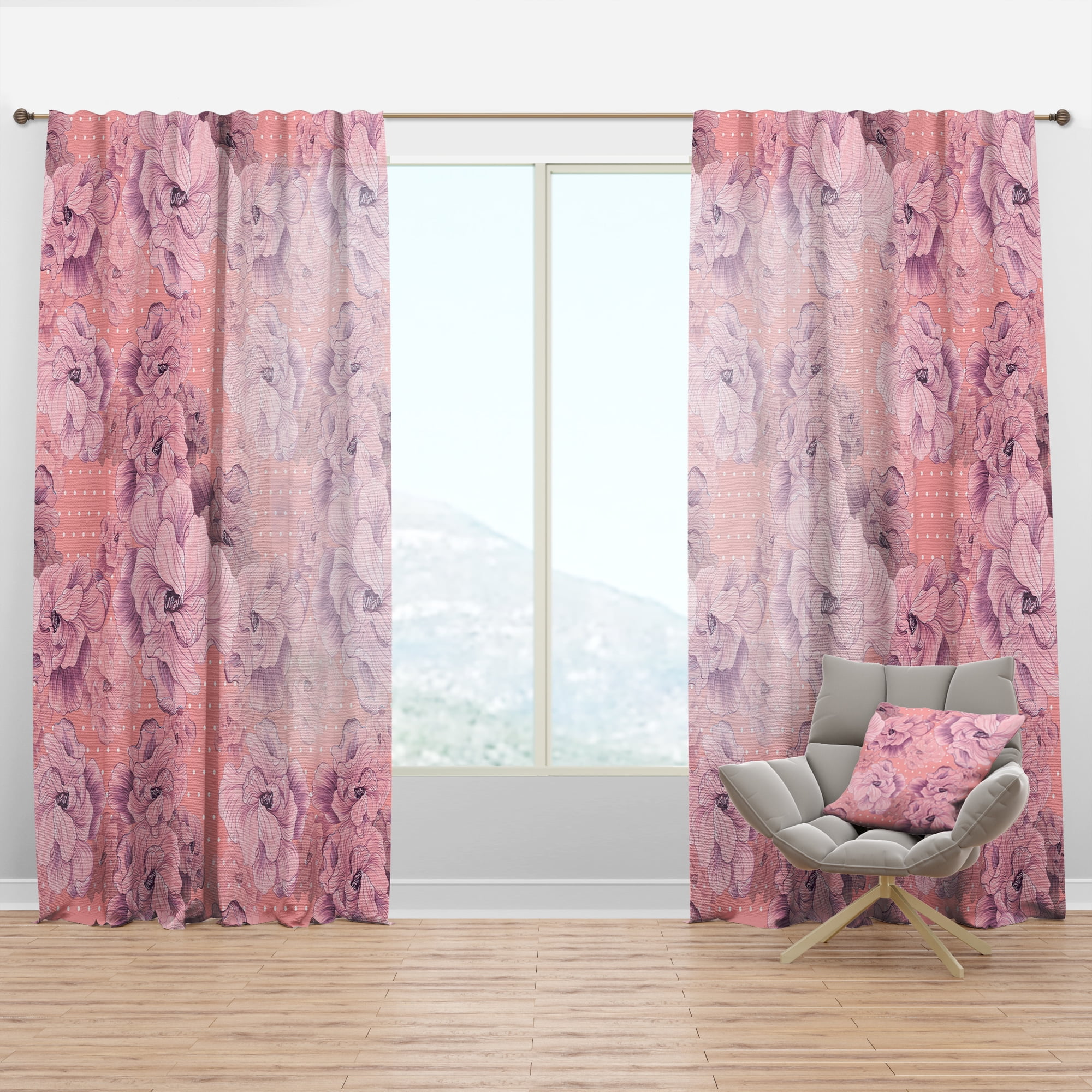 Designart 'Blossom Pink XI' Bohemian & Eclectic Curtain Panel