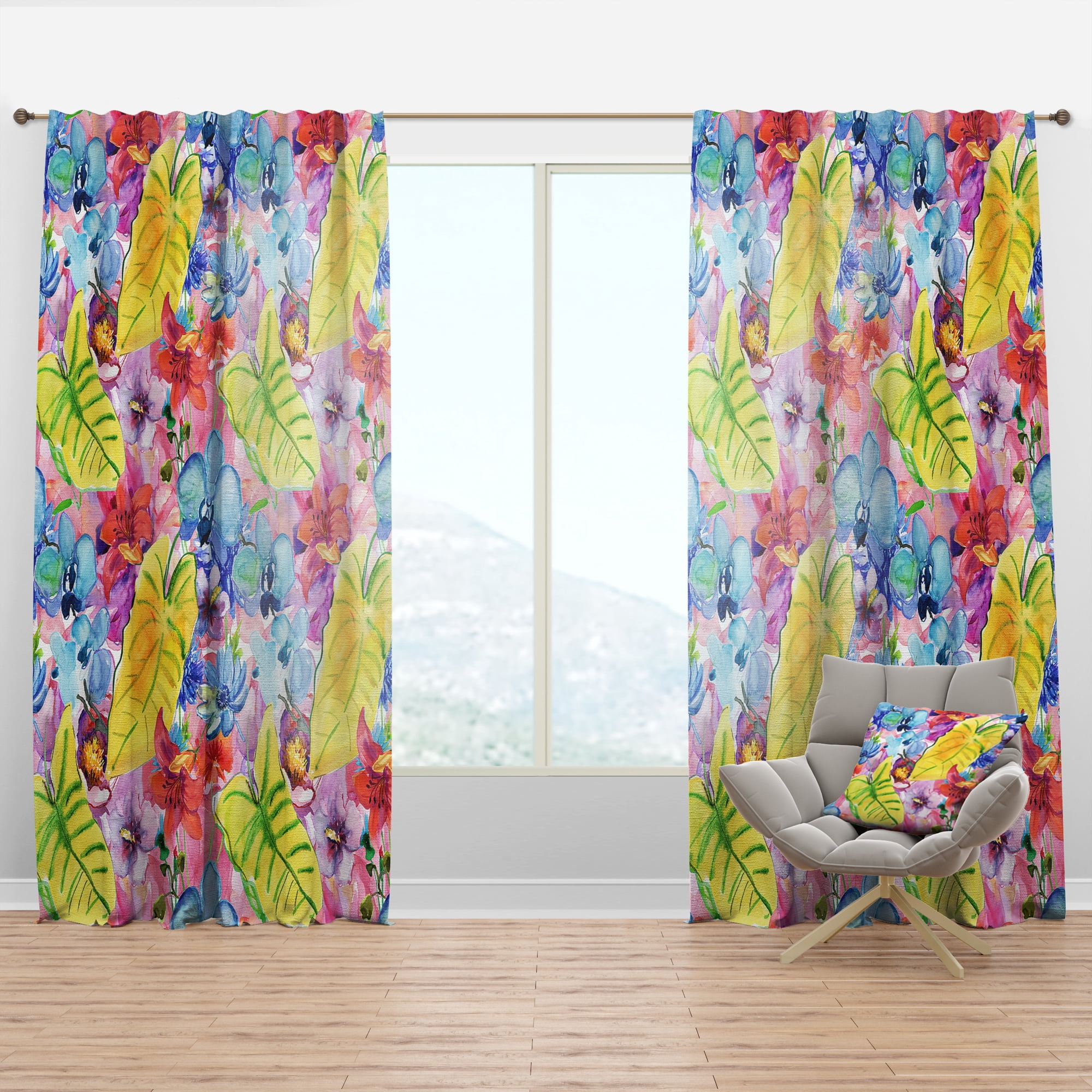 Designart 'Blossom Pink XLI' Floral Curtain Panel