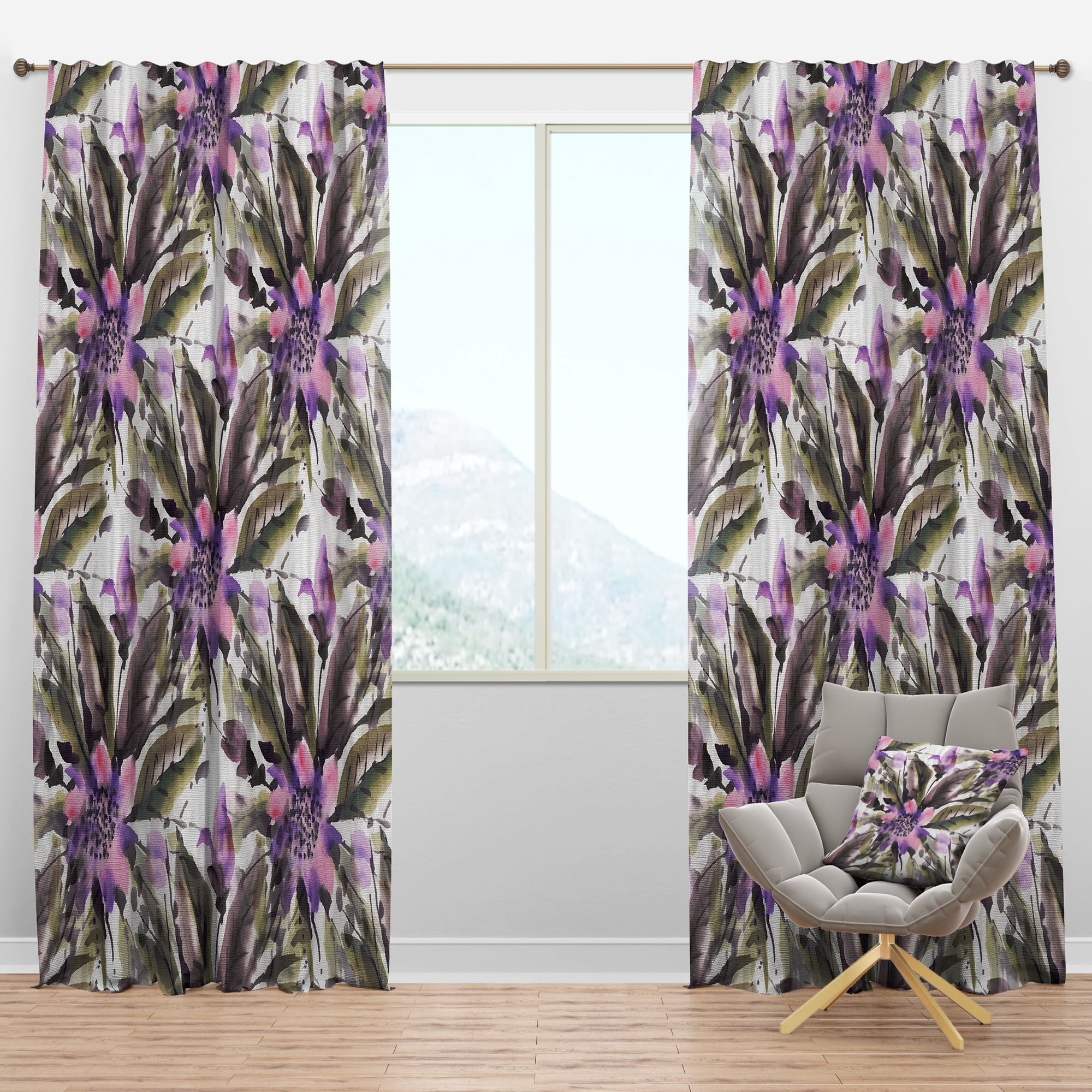 Designart 'Blossom Pink XLII' Traditional Blackout Curtain Panel
