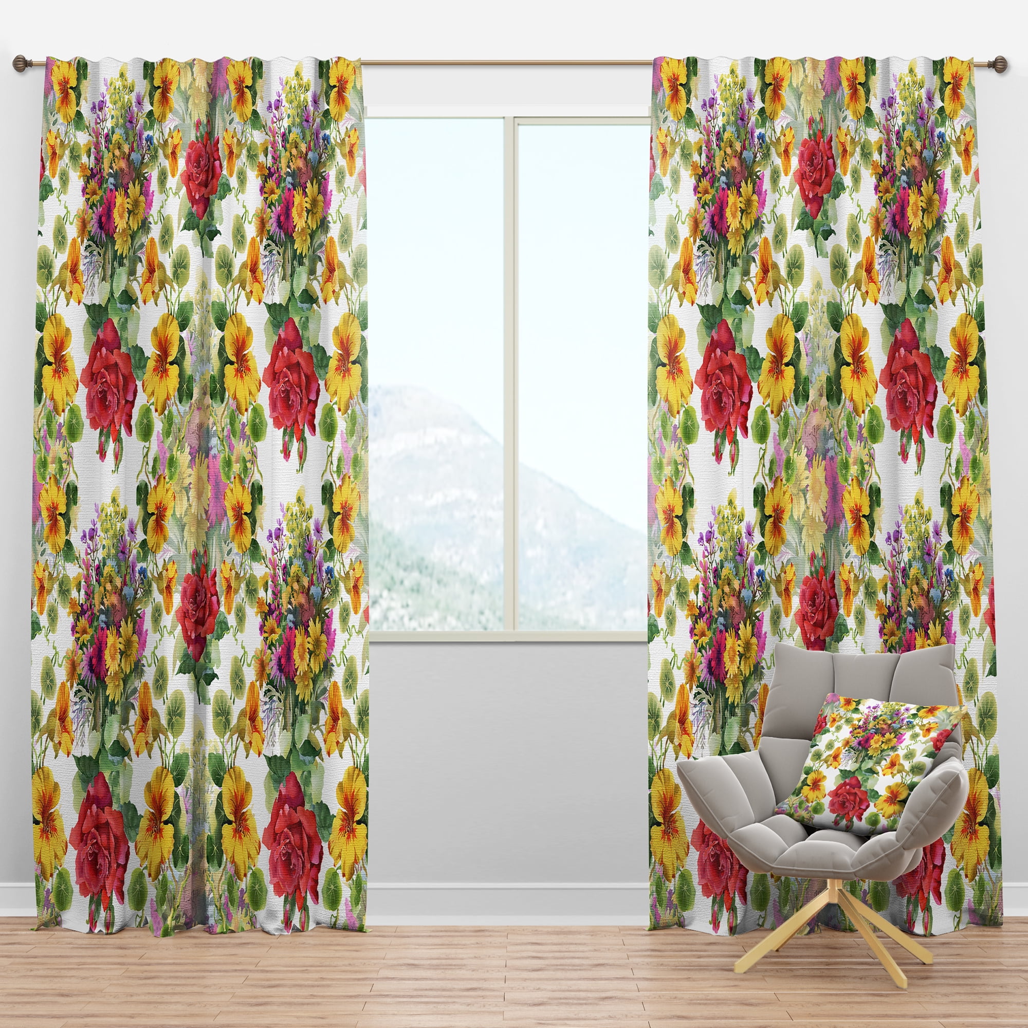 Designart 'Blossom Pink XLIII' Floral Blackout Curtain Panel