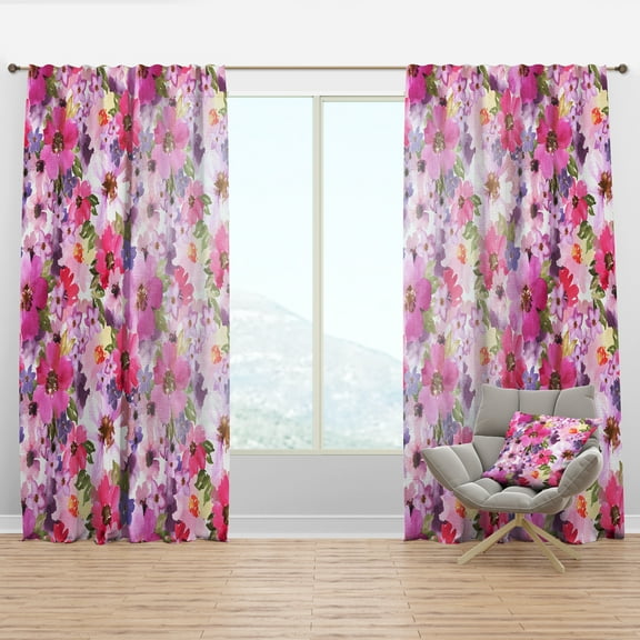 Designart 'Blossom Pink XLIV' Floral Curtain Panel