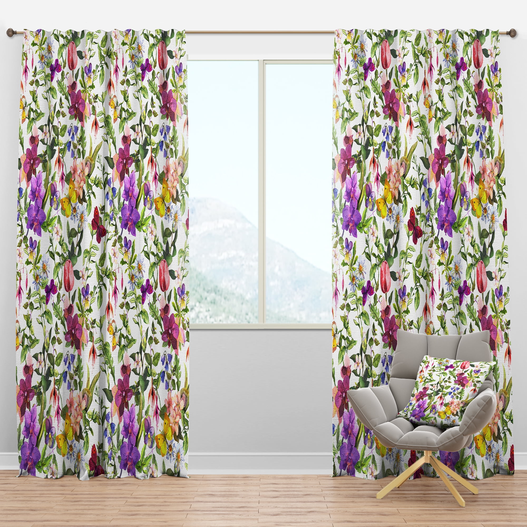 Designart 'Blossom Pink XLIX' Floral Blackout Curtain Panel