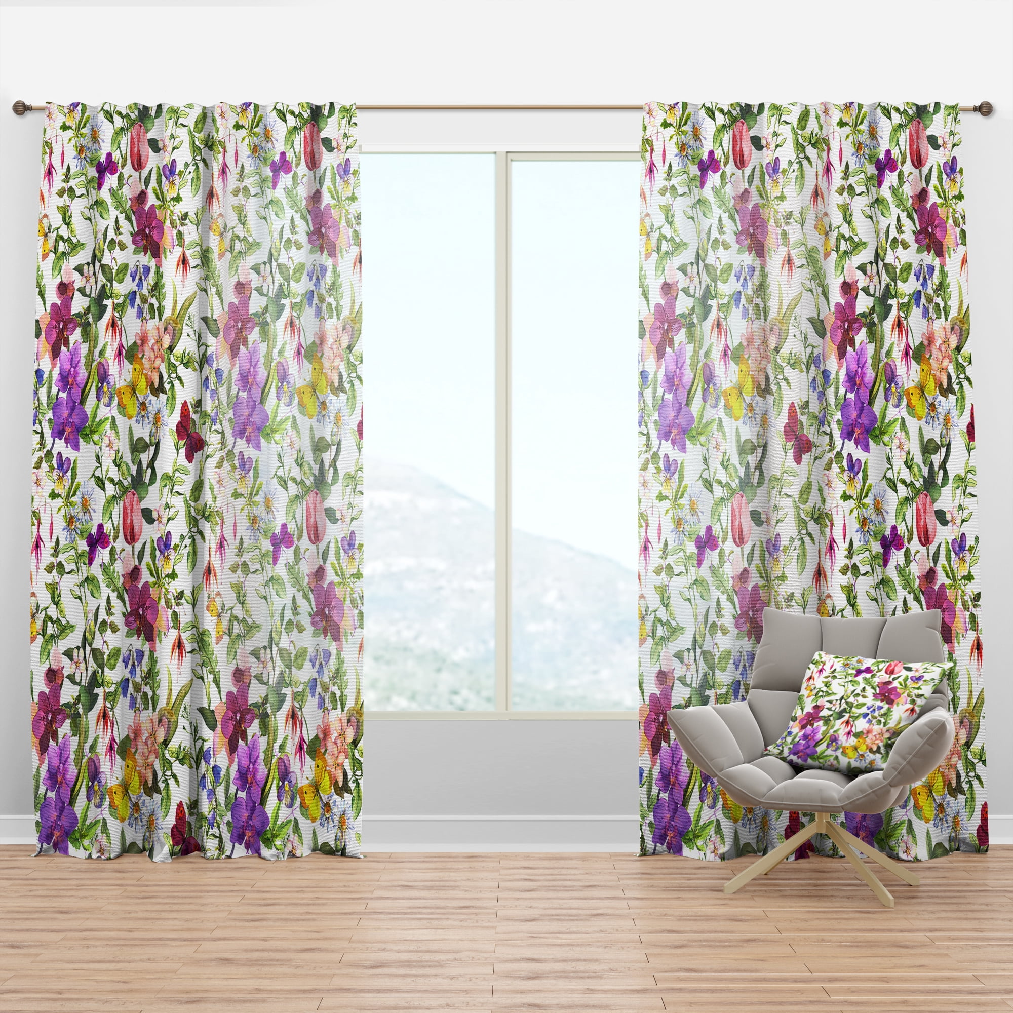 Designart 'Blossom Pink XLIX' Floral Curtain Panel
