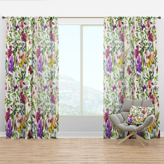 Designart 'Blossom Pink XLIX' Floral Curtain Panel
