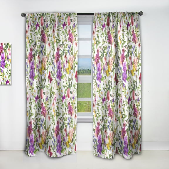 Designart 'Blossom Pink XLIX' Floral Curtain Panel