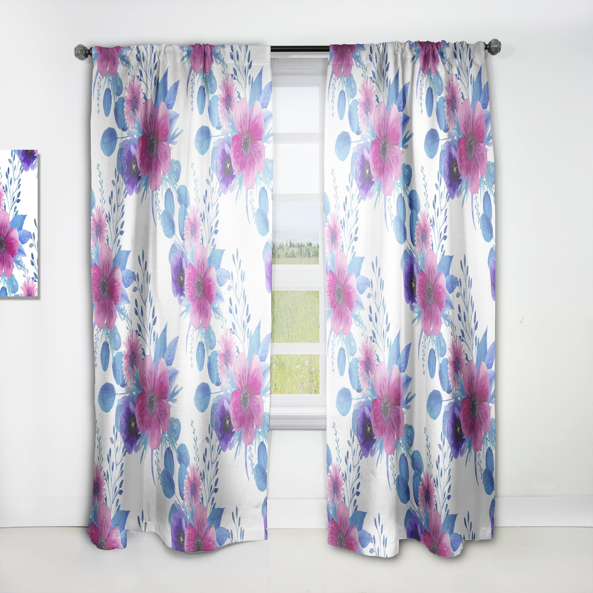 Designart 'Blossom Pink XLV' Traditional Curtain Panel