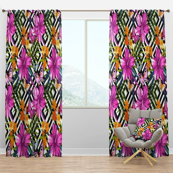 Designart 'Blossom Pink XLVI' Floral Blackout Curtain Panel