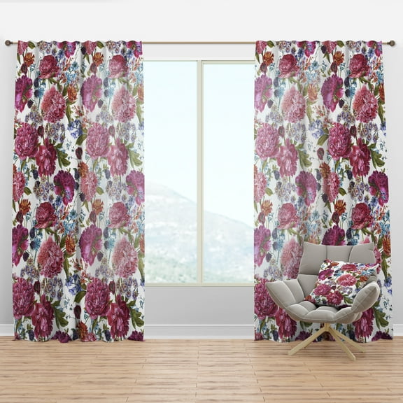 Designart 'Blossom Pink XLVII' Floral Curtain Panel