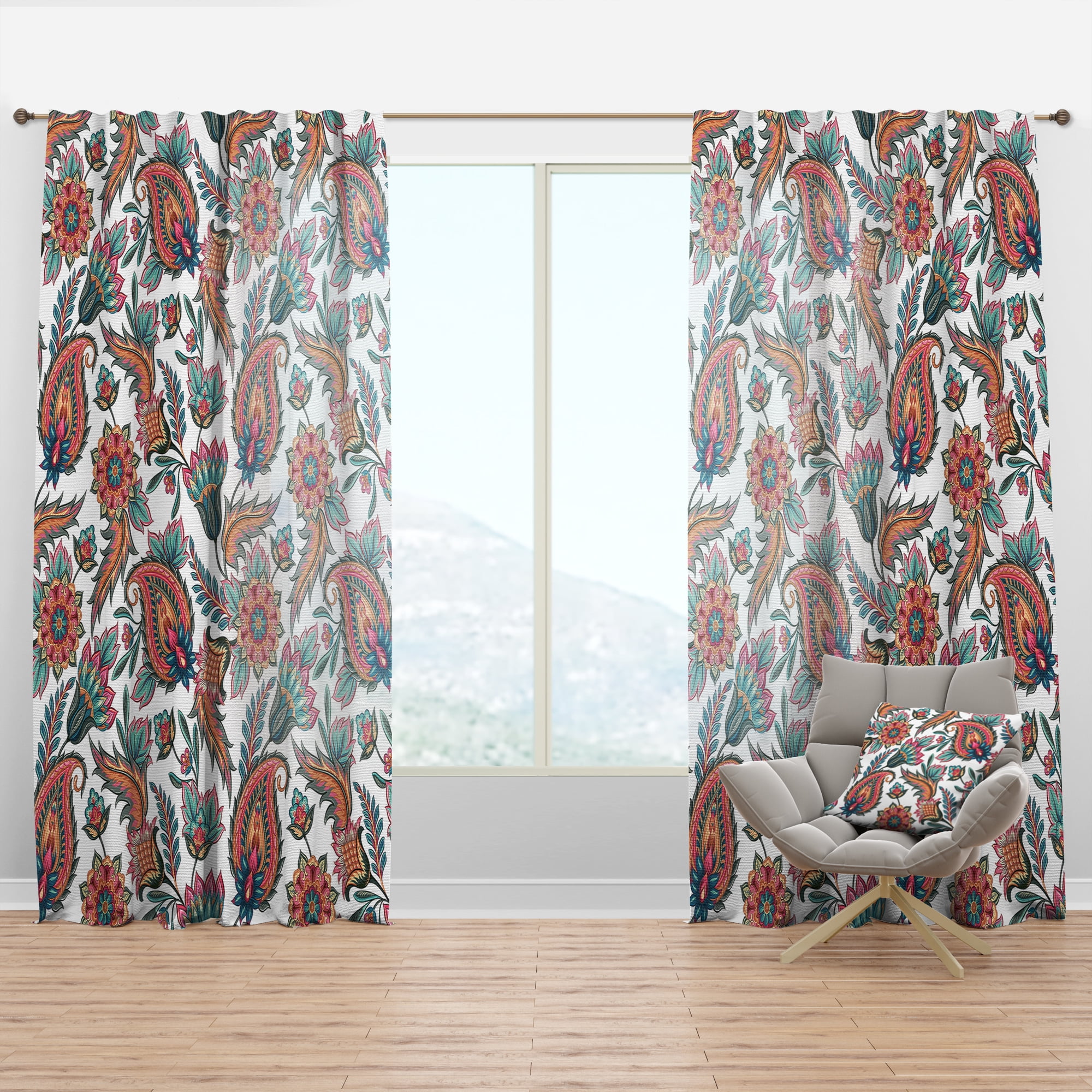 Designart 'Blossom Pink XLVIII' Floral Curtain Panel