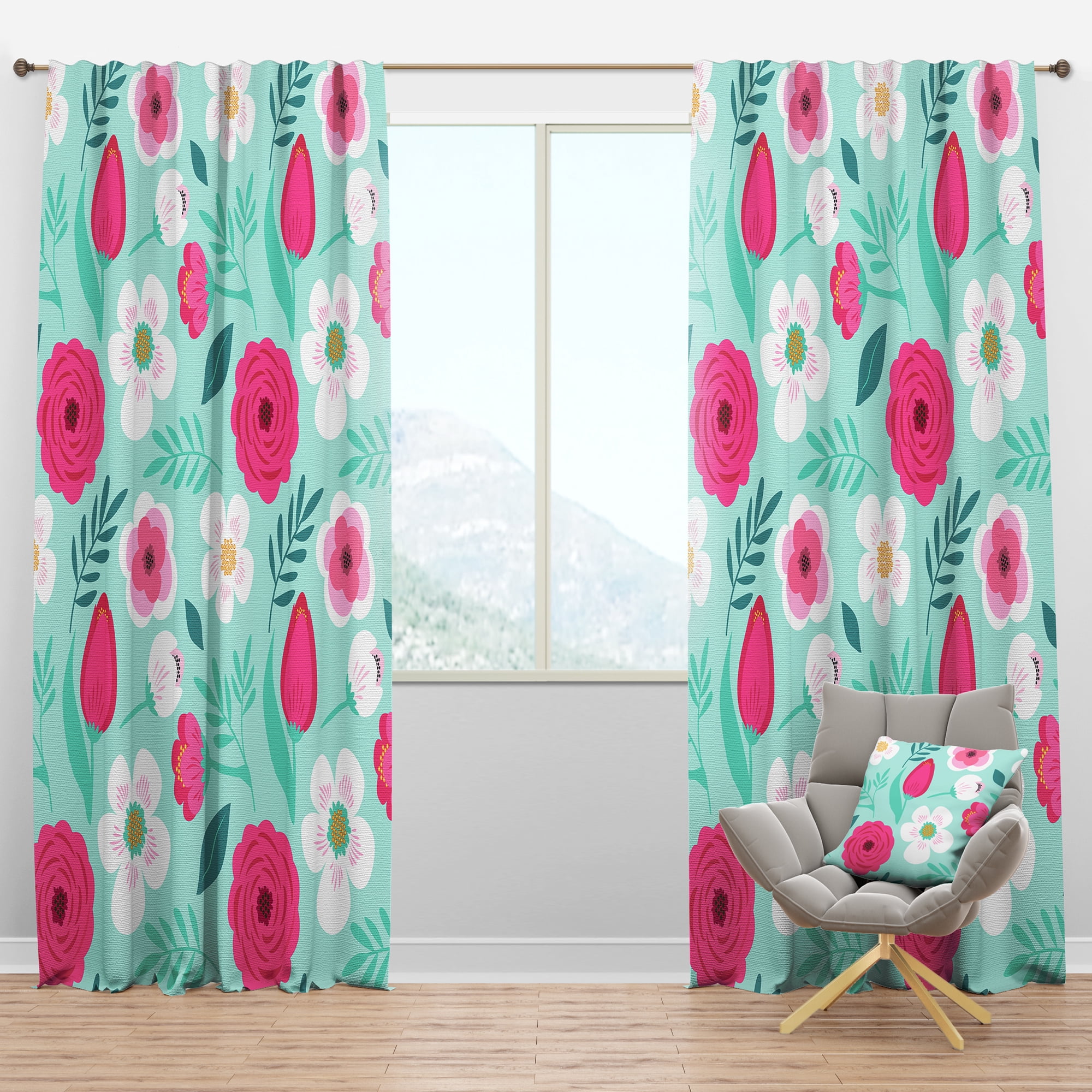 Designart 'Blossom Pink XV' Modern & Contemporary Blackout Curtain Panel