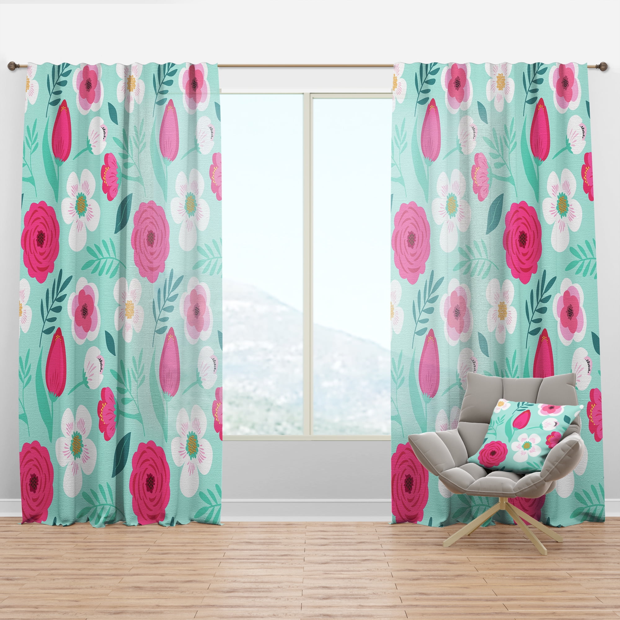 Designart 'Blossom Pink XV' Modern & Contemporary Curtain Panel