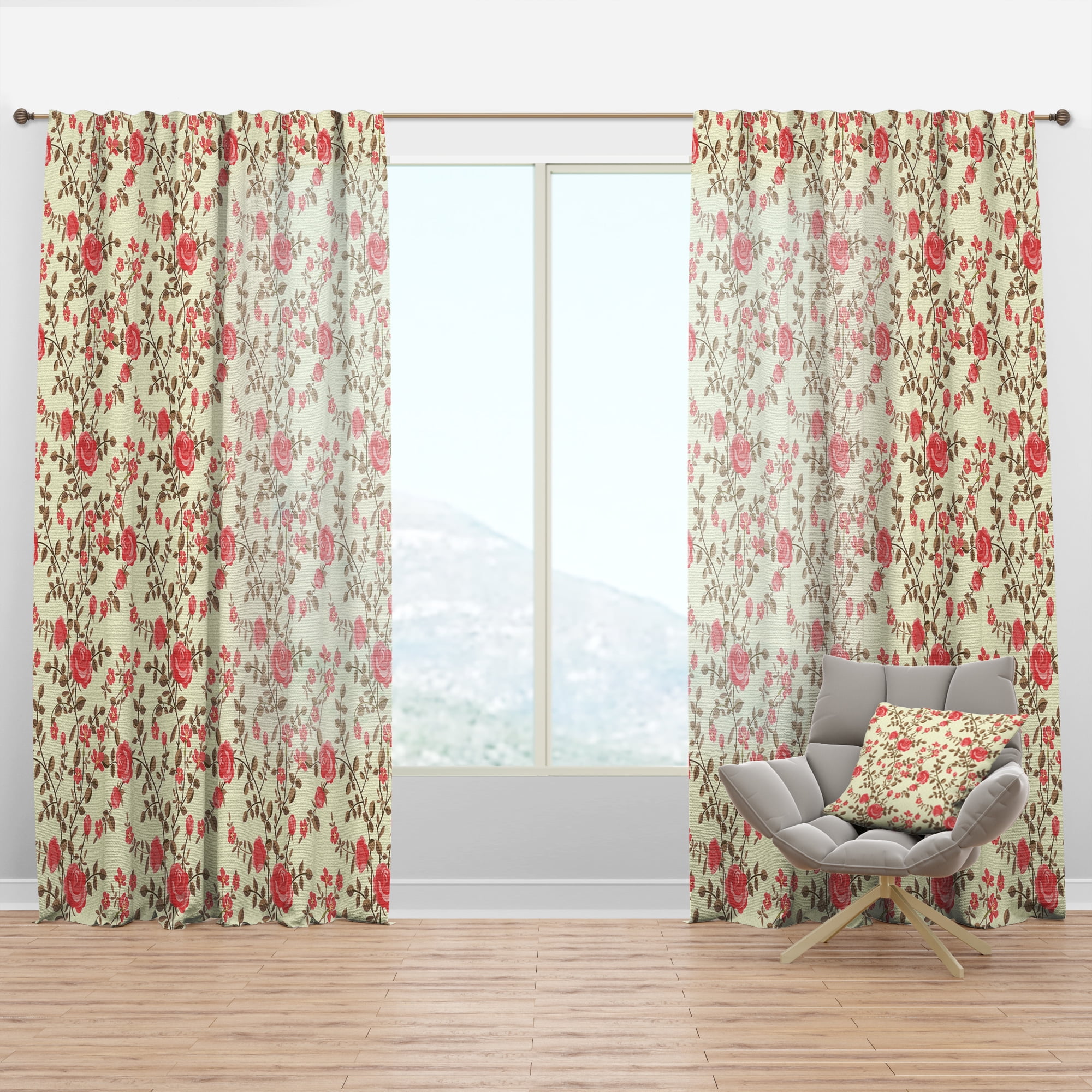 Designart 'Blossom Pink XVII' Bohemian & Eclectic Curtain Panel
