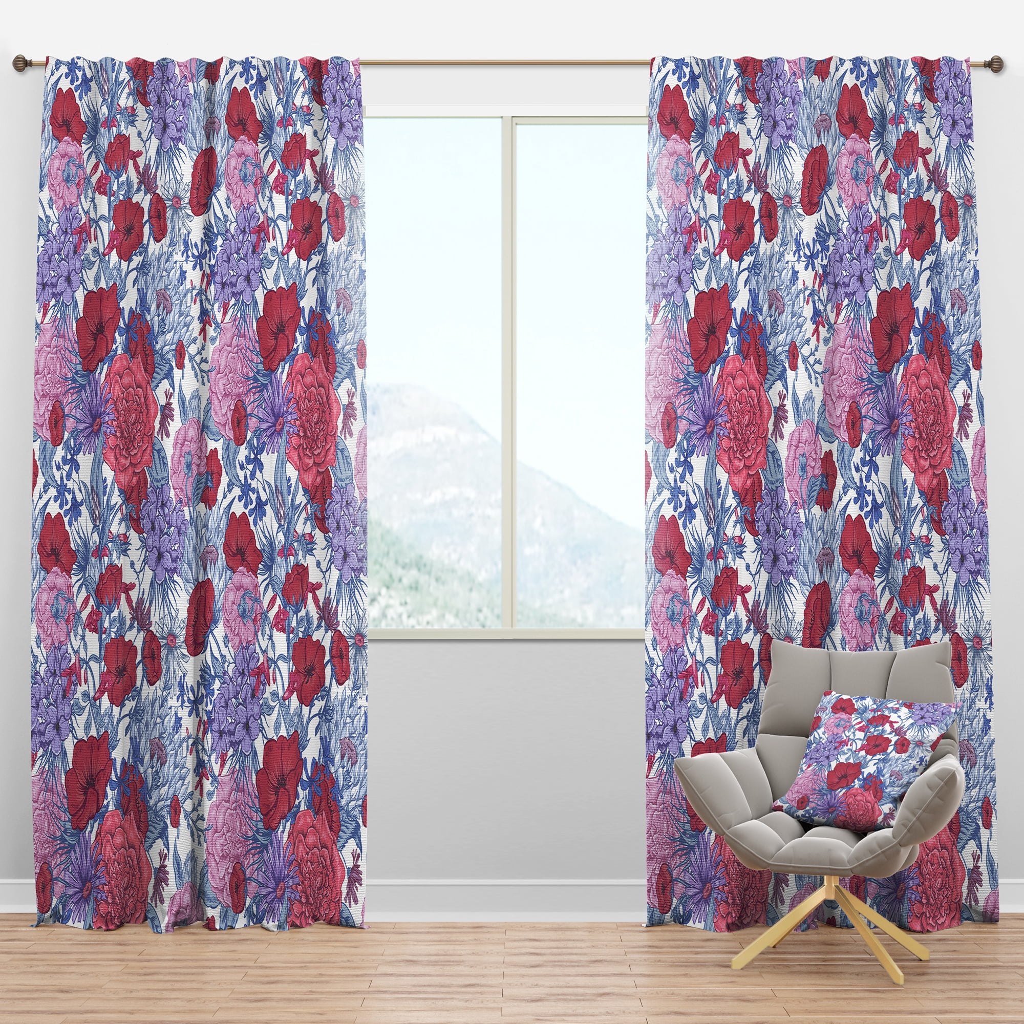Designart 'Blossom Pink XX' Eclectic Blackout Curtain Panel