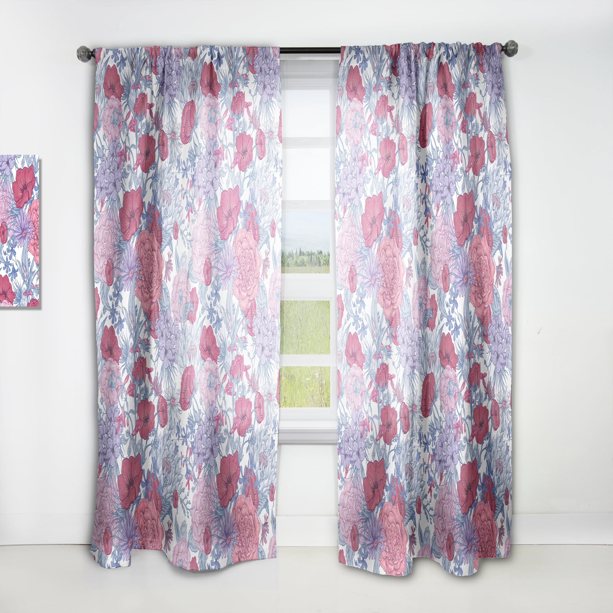 Designart 'Blossom Pink XX' Eclectic Curtain Panel