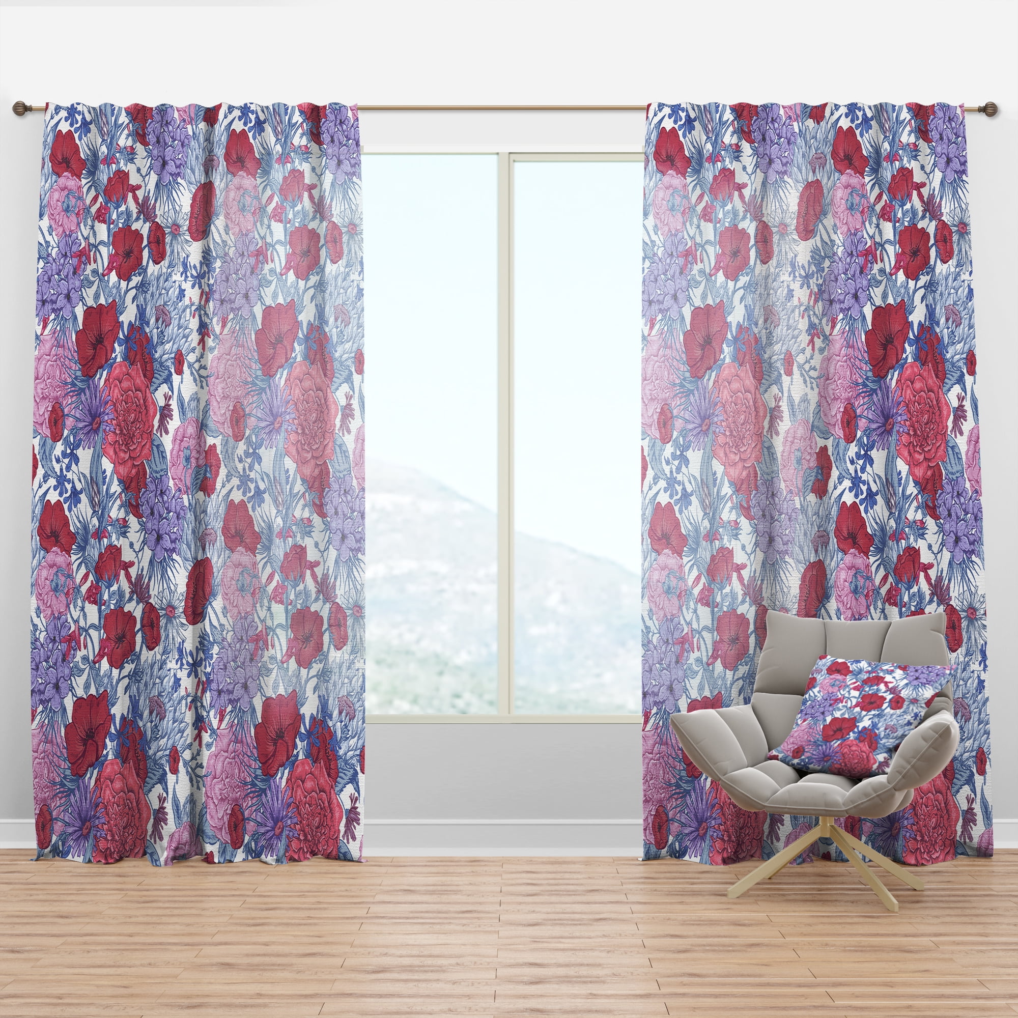 Designart 'Blossom Pink XX' Eclectic Curtain Panel