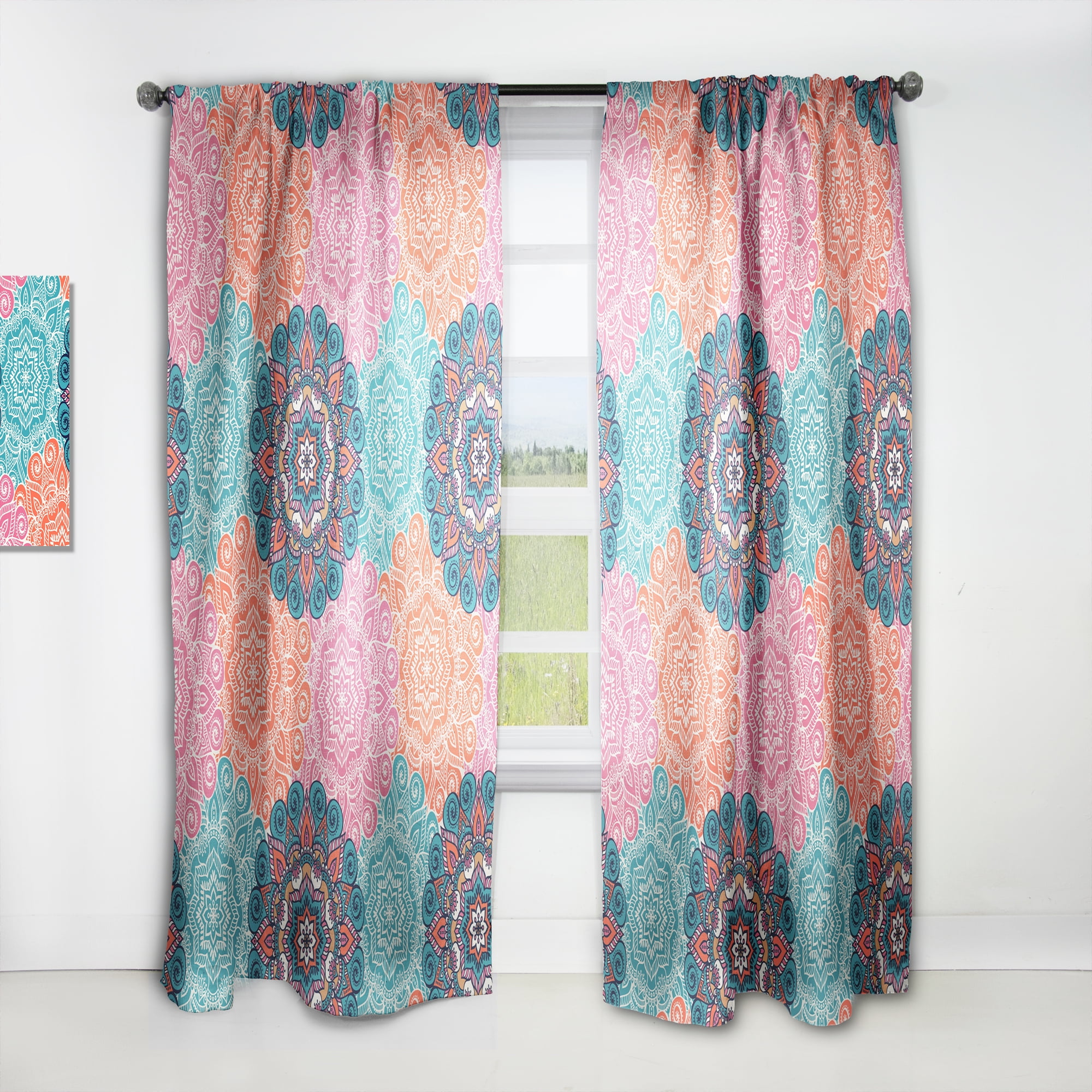 Designart 'Blossom Pink XXI' Bohemian & Eclectic Curtain Panel
