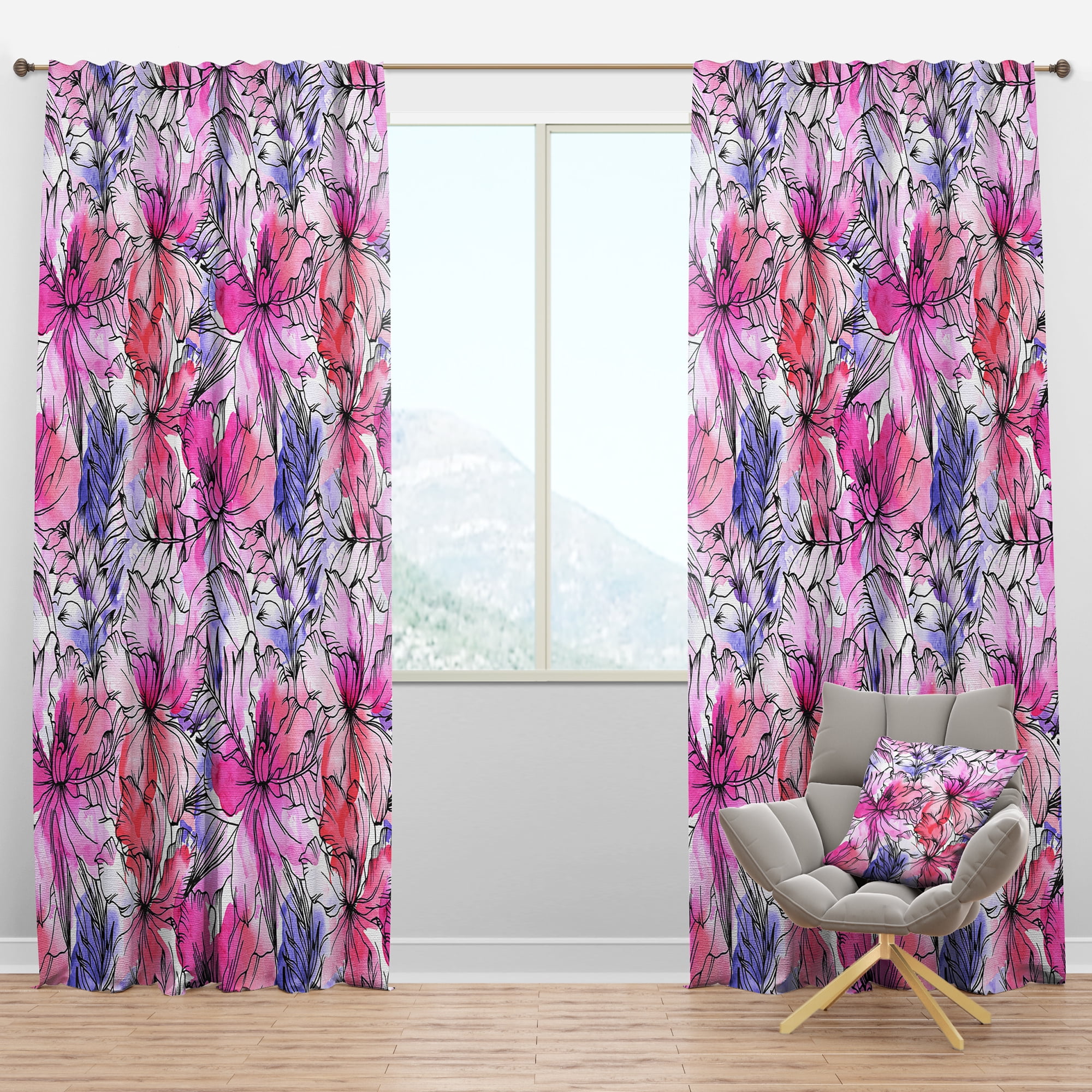 Designart 'Blossom Pink XXII' Modern & Contemporary Blackout Curtain Panel