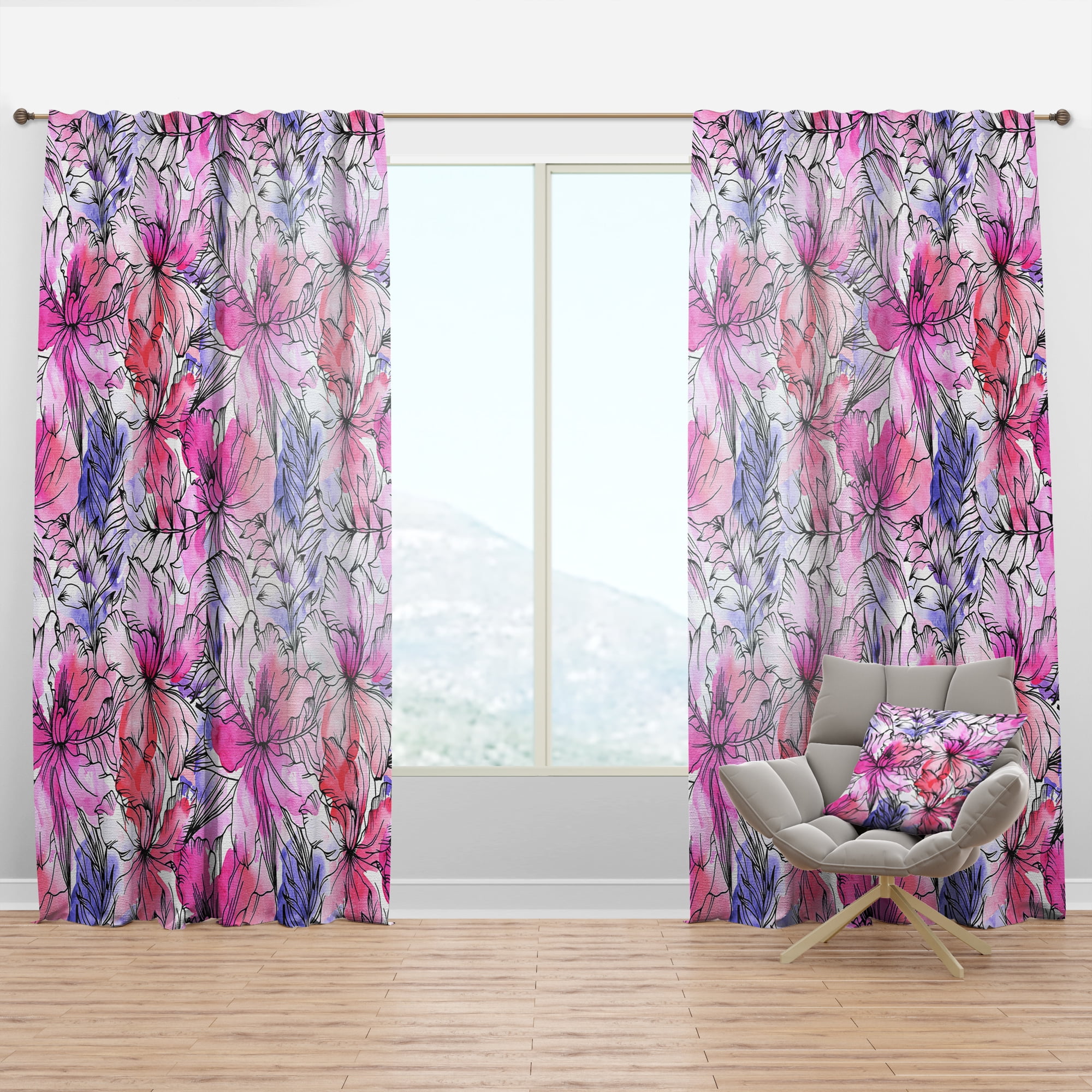 Designart 'Blossom Pink XXII' Modern & Contemporary Curtain Panel