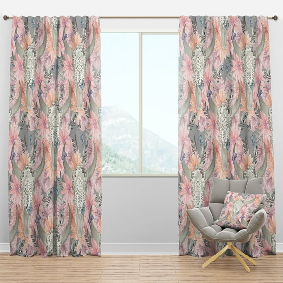 Designart 'Blossom Pink XXV' Bohemian & Eclectic Blackout Curtain Panel