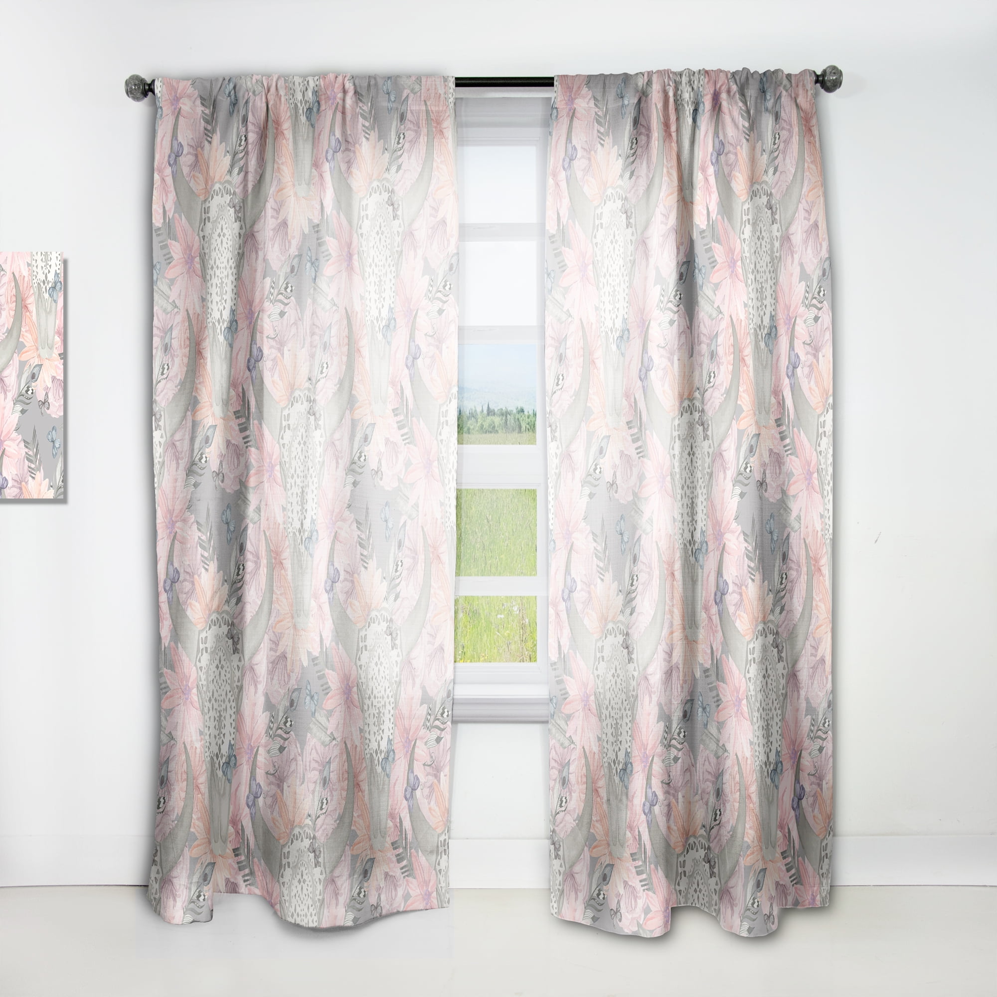Designart 'Blossom Pink XXV' Bohemian & Eclectic Curtain Panel
