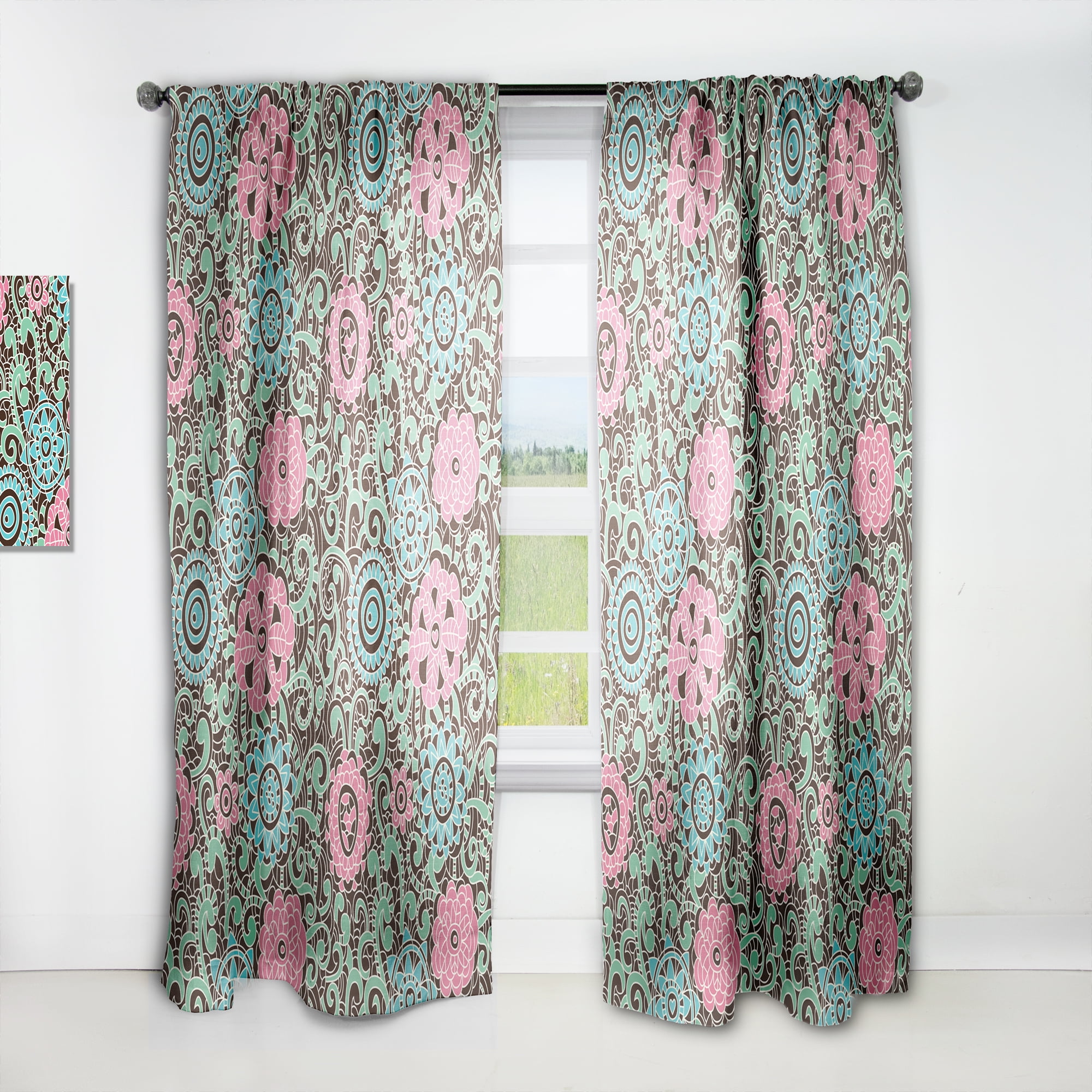 Designart 'Blossom Pink XXVI' Floral Curtain Panel